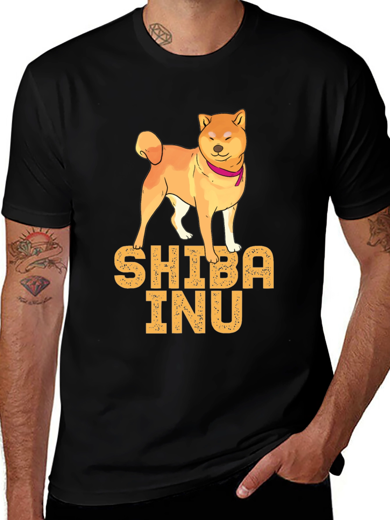 Shiba Inu Dog Graphic Print Black T-Shirt