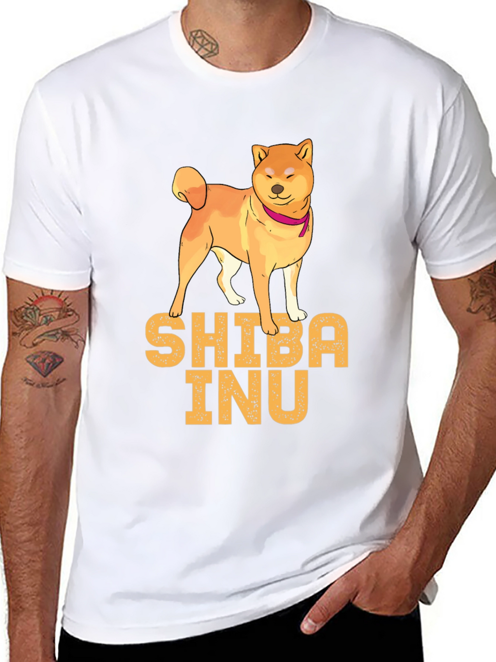 Shiba Inu Dog Graphic Print Black T-Shirt