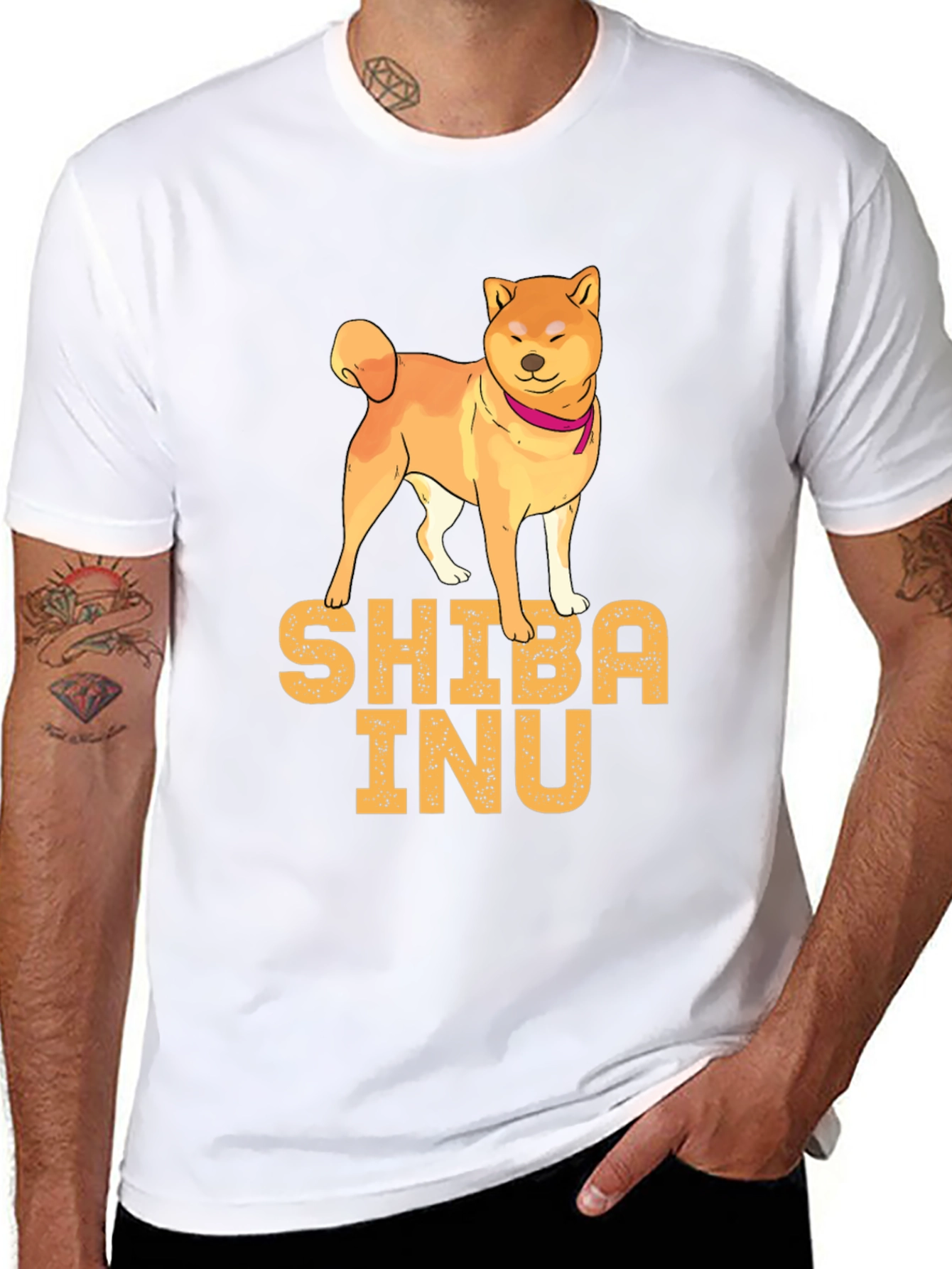Shiba Inu Dog Graphic Print Black T-Shirt