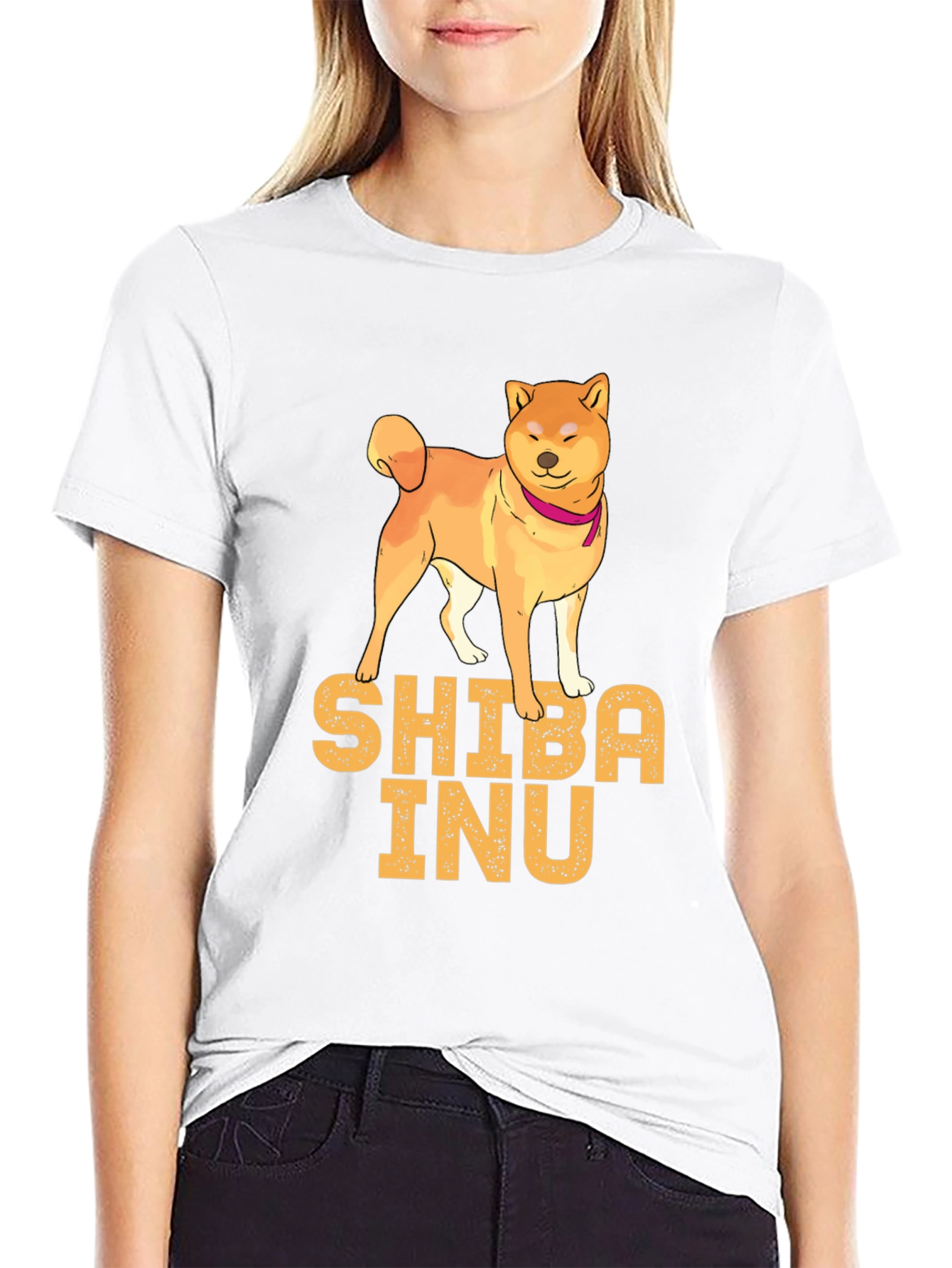 Shiba Inu Dog Graphic Print Black T-Shirt