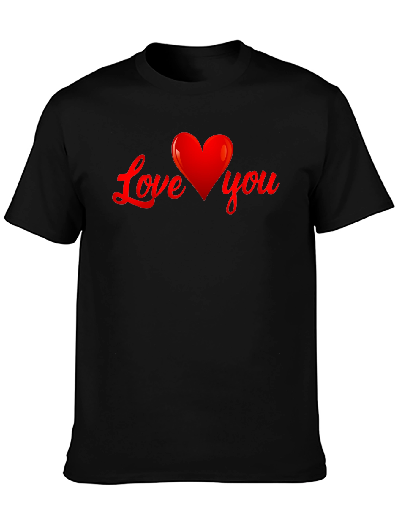 Love You Heart Graphic T-Shirt - Black