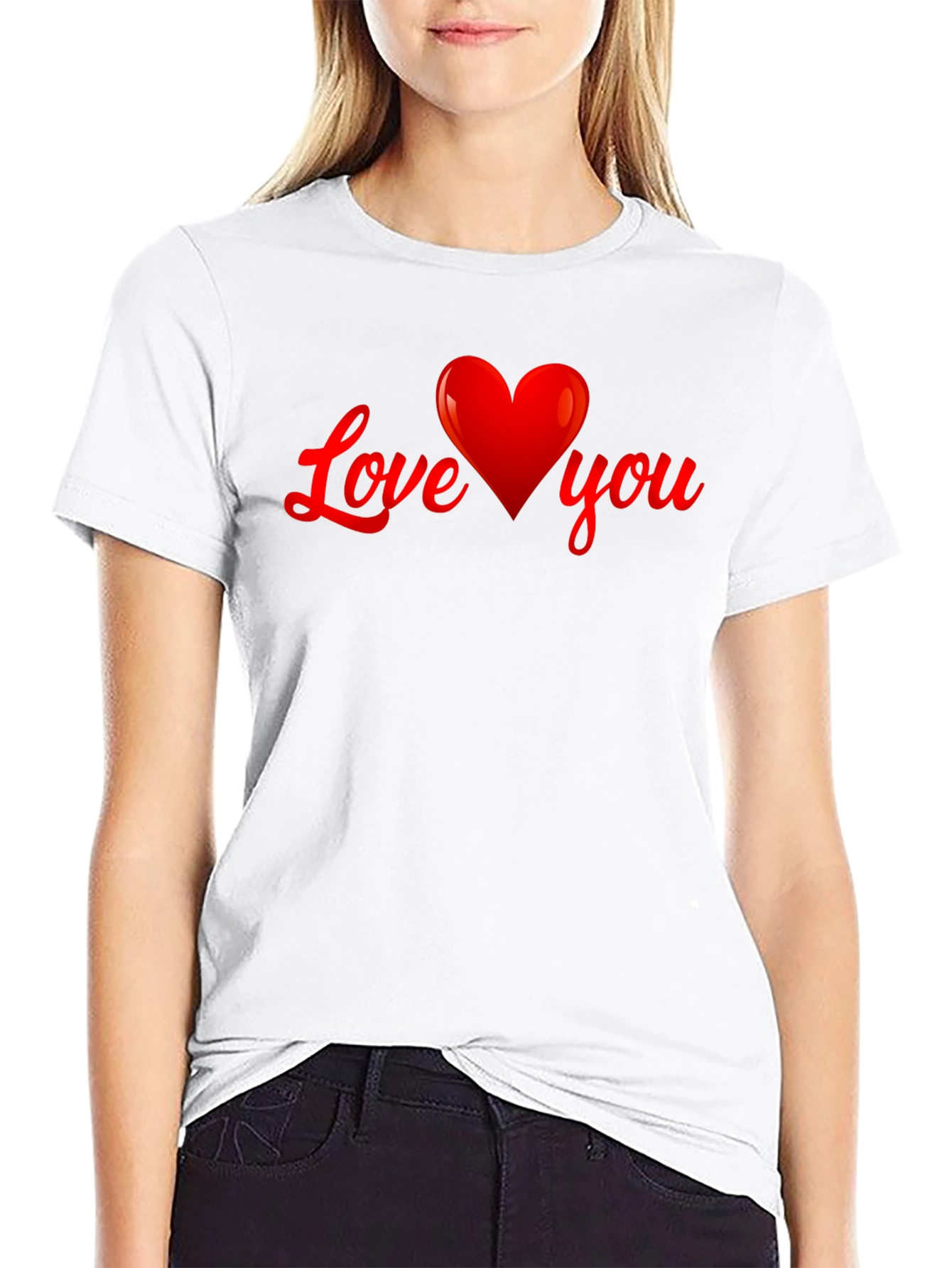 Love You Heart Graphic T-Shirt - Black