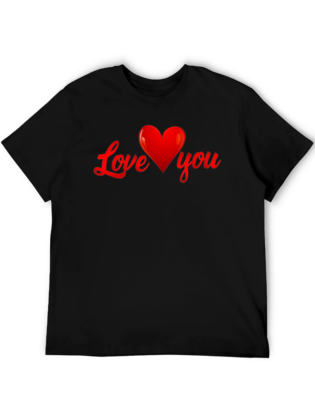Love You Heart Graphic T-Shirt - Black