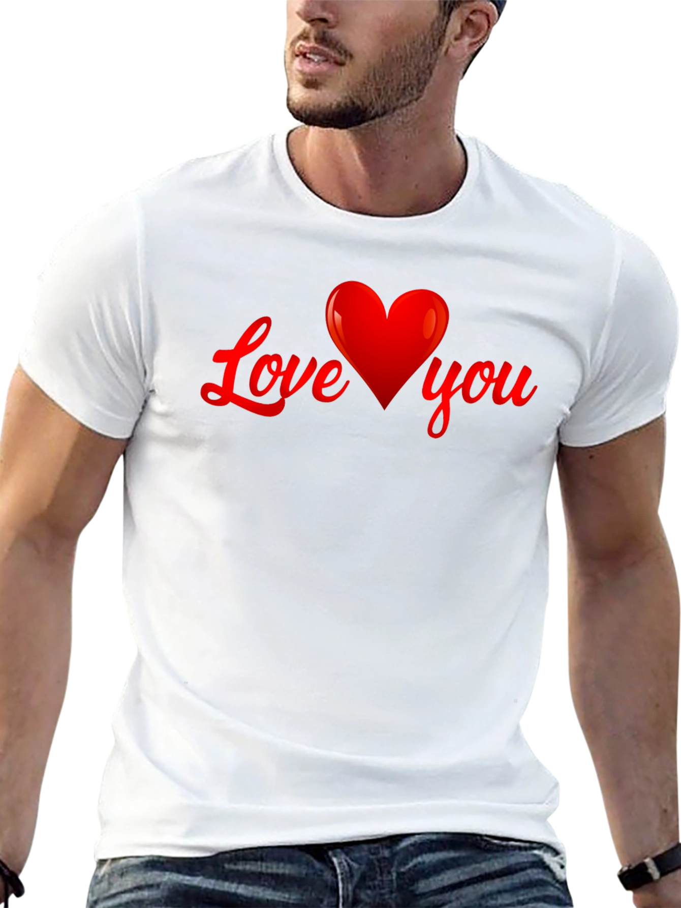 Love You Heart Graphic T-Shirt - Black