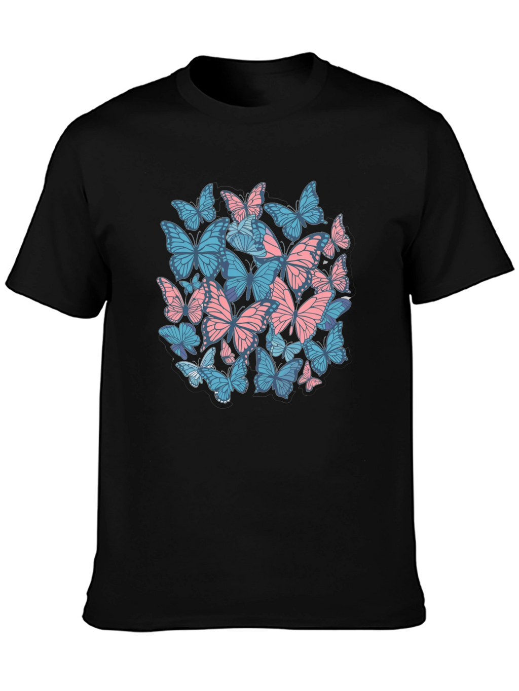 Butterfly Print Black T-Shirt