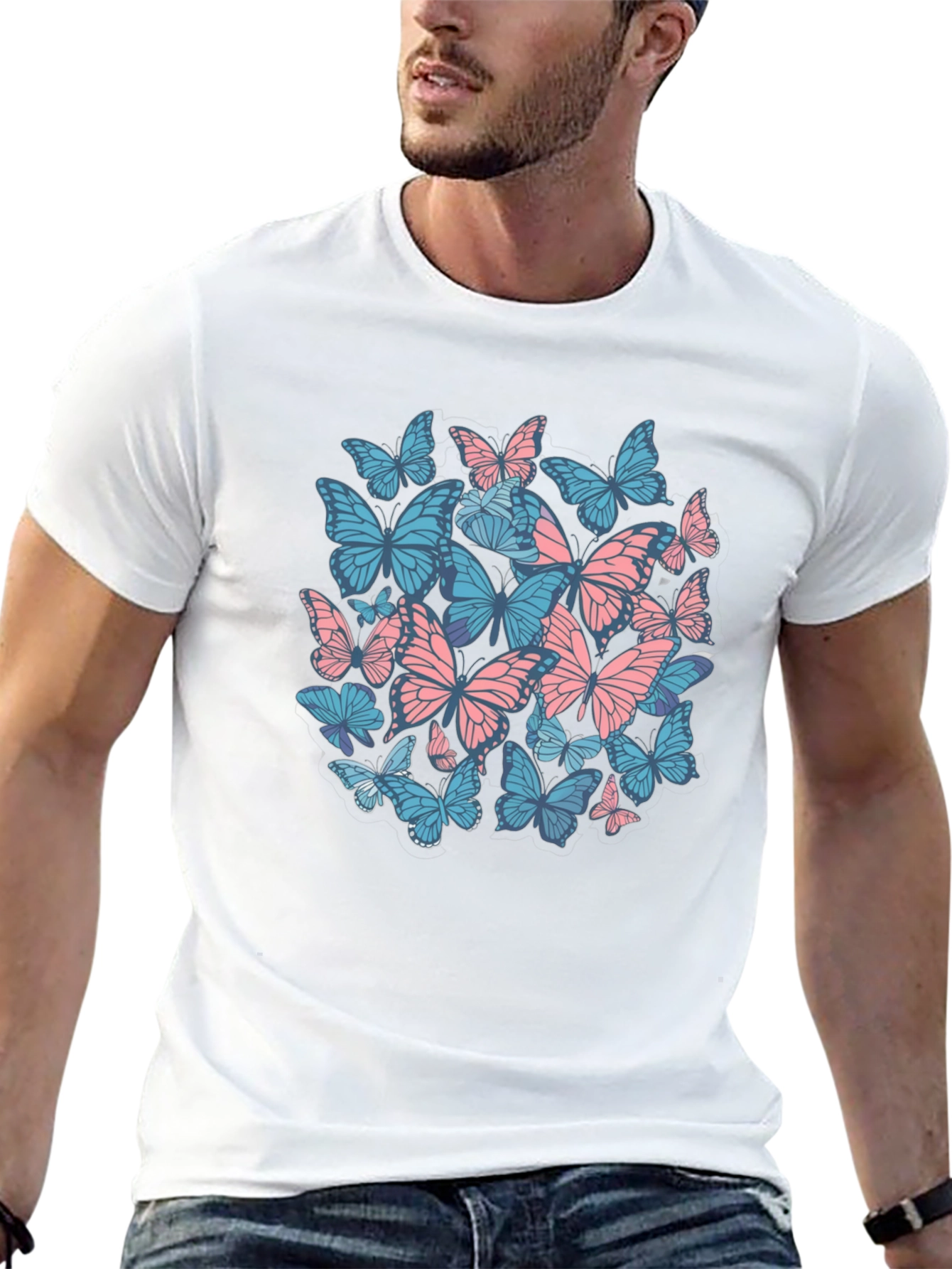 Butterfly Print Black T-Shirt