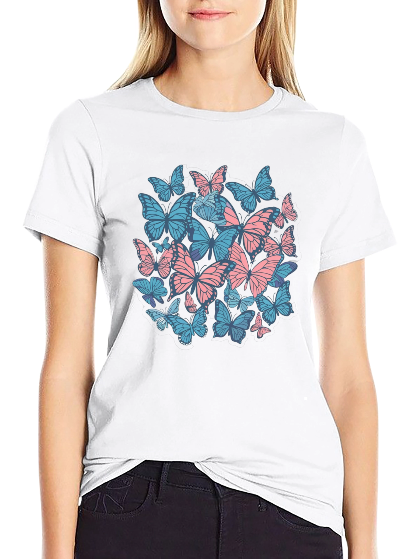 Butterfly Print Black T-Shirt