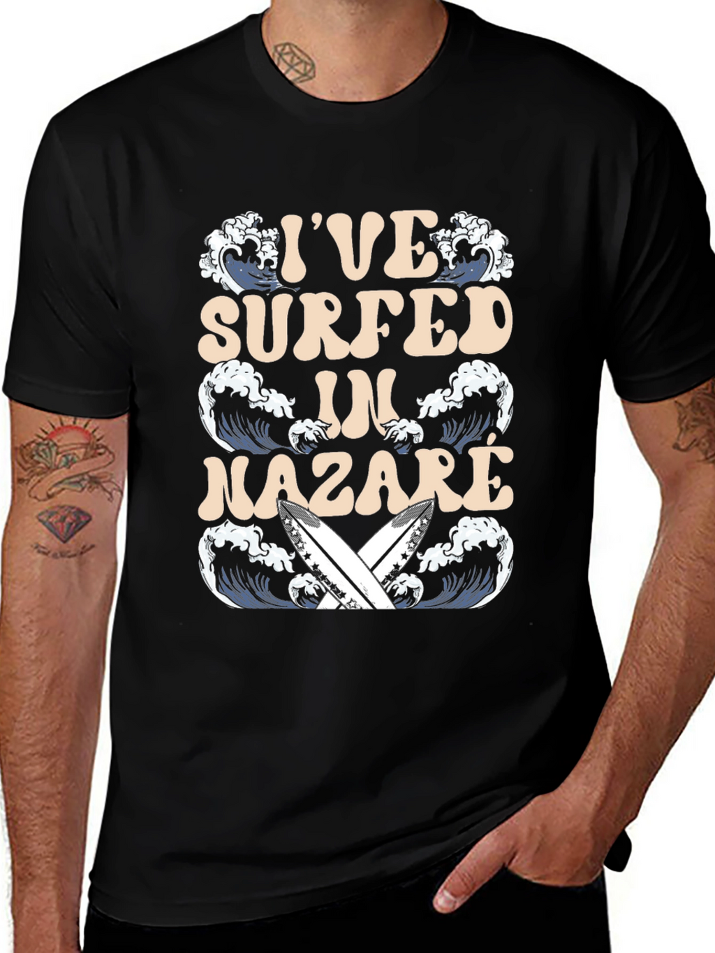 Surfer T-Shirt - Nazare Wave Design
