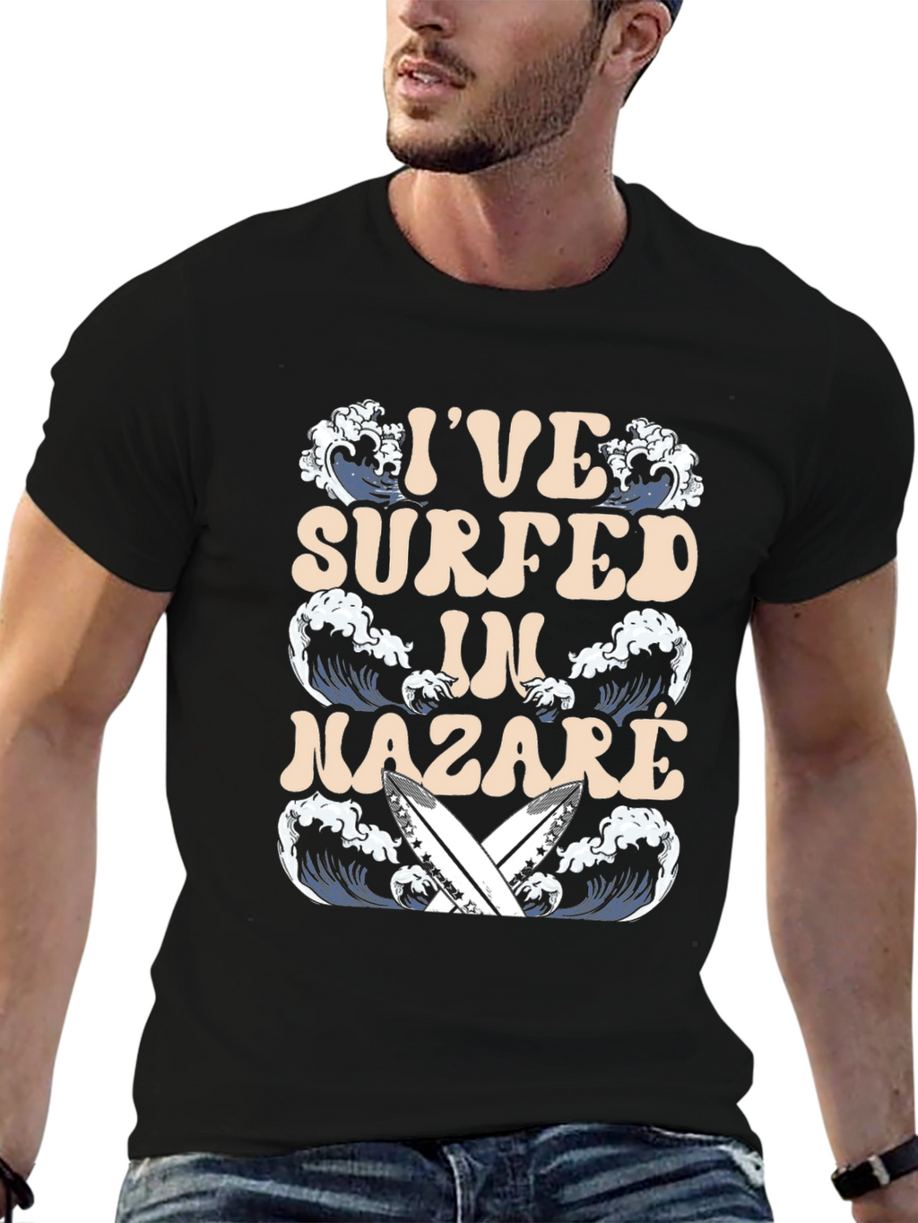 Surfer T-Shirt - Nazare Wave Design