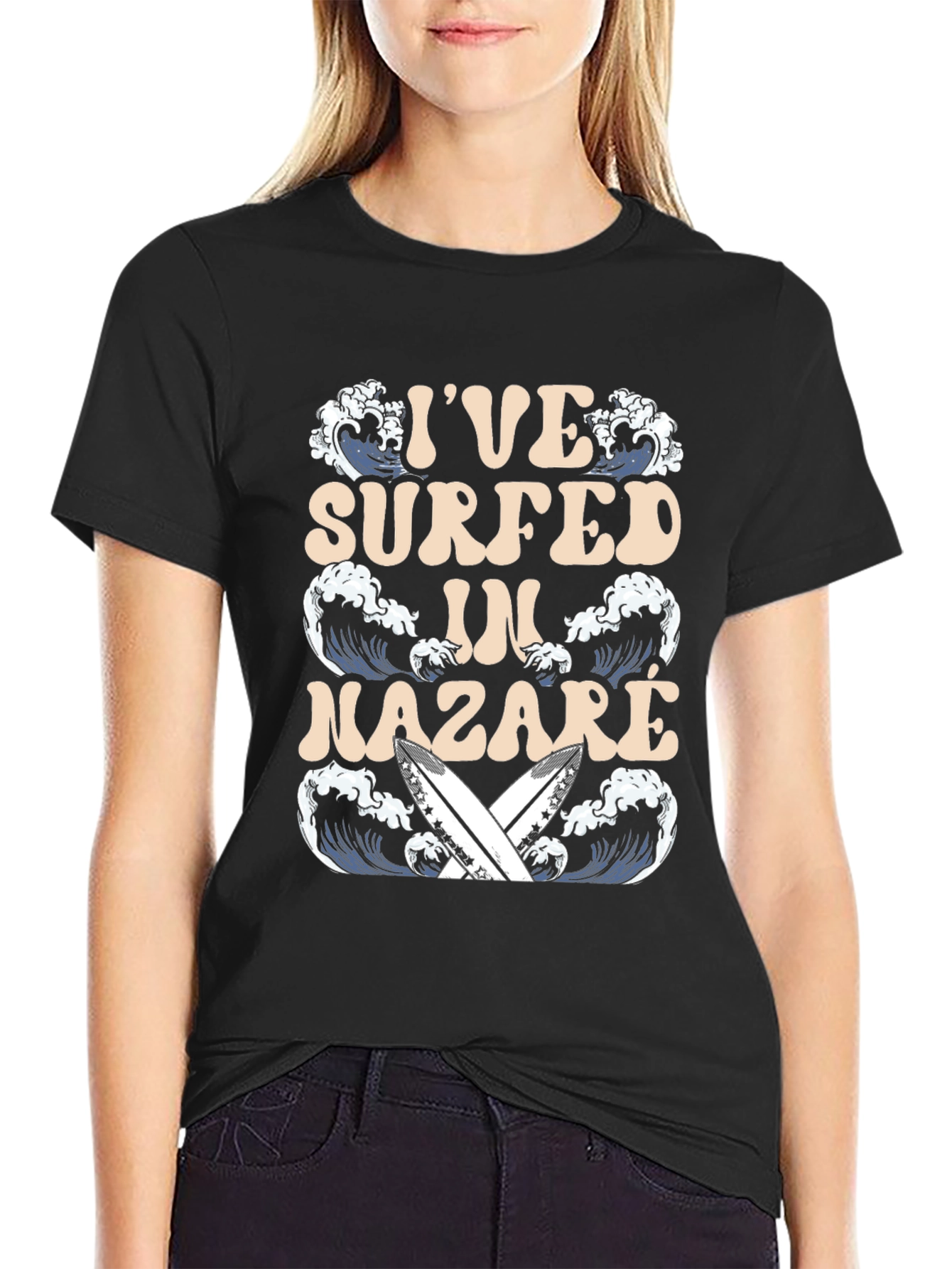 Surfer T-Shirt - Nazare Wave Design