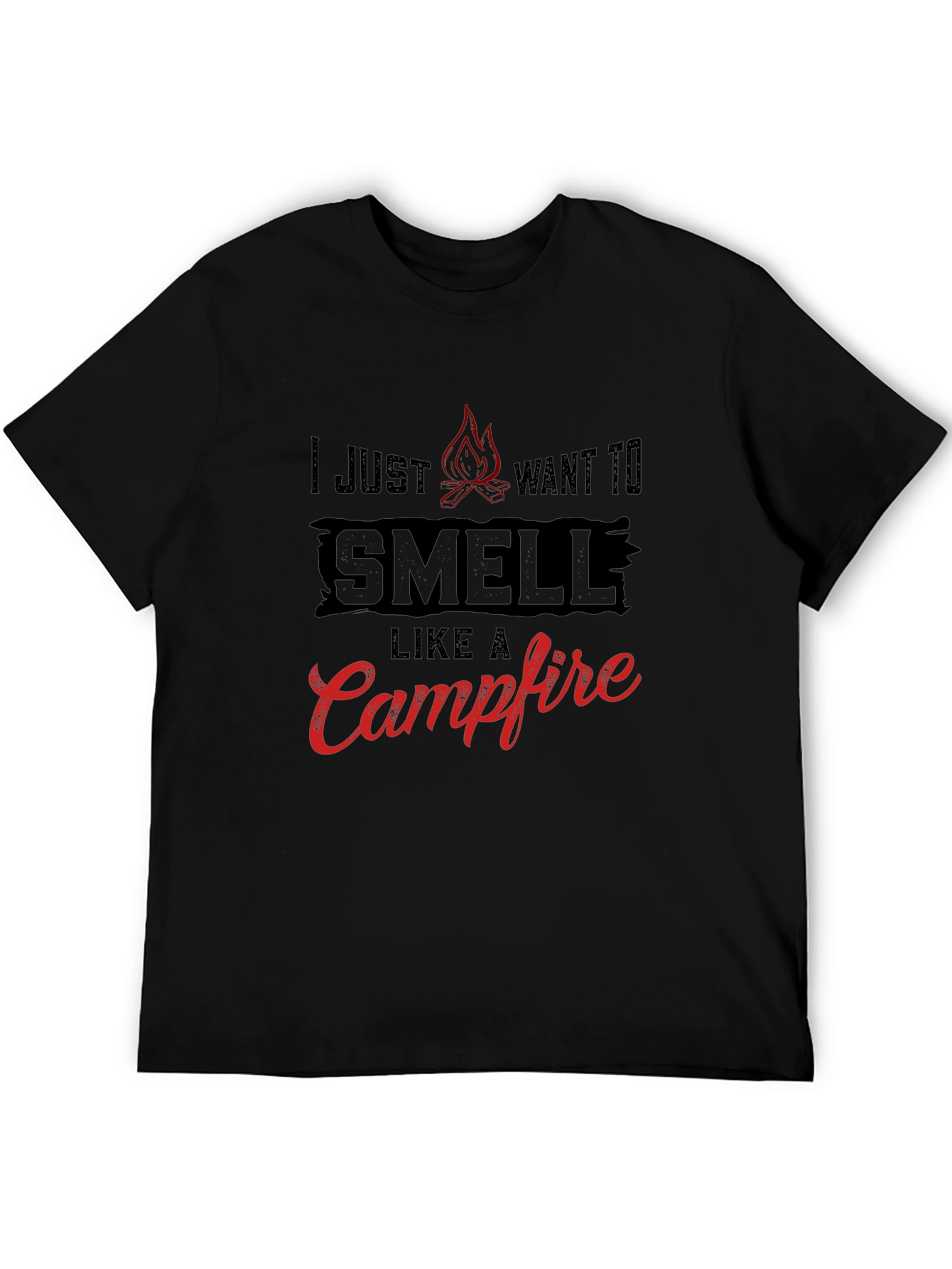 Campfire Smell Graphic Tee - Black Cotton T-Shirt