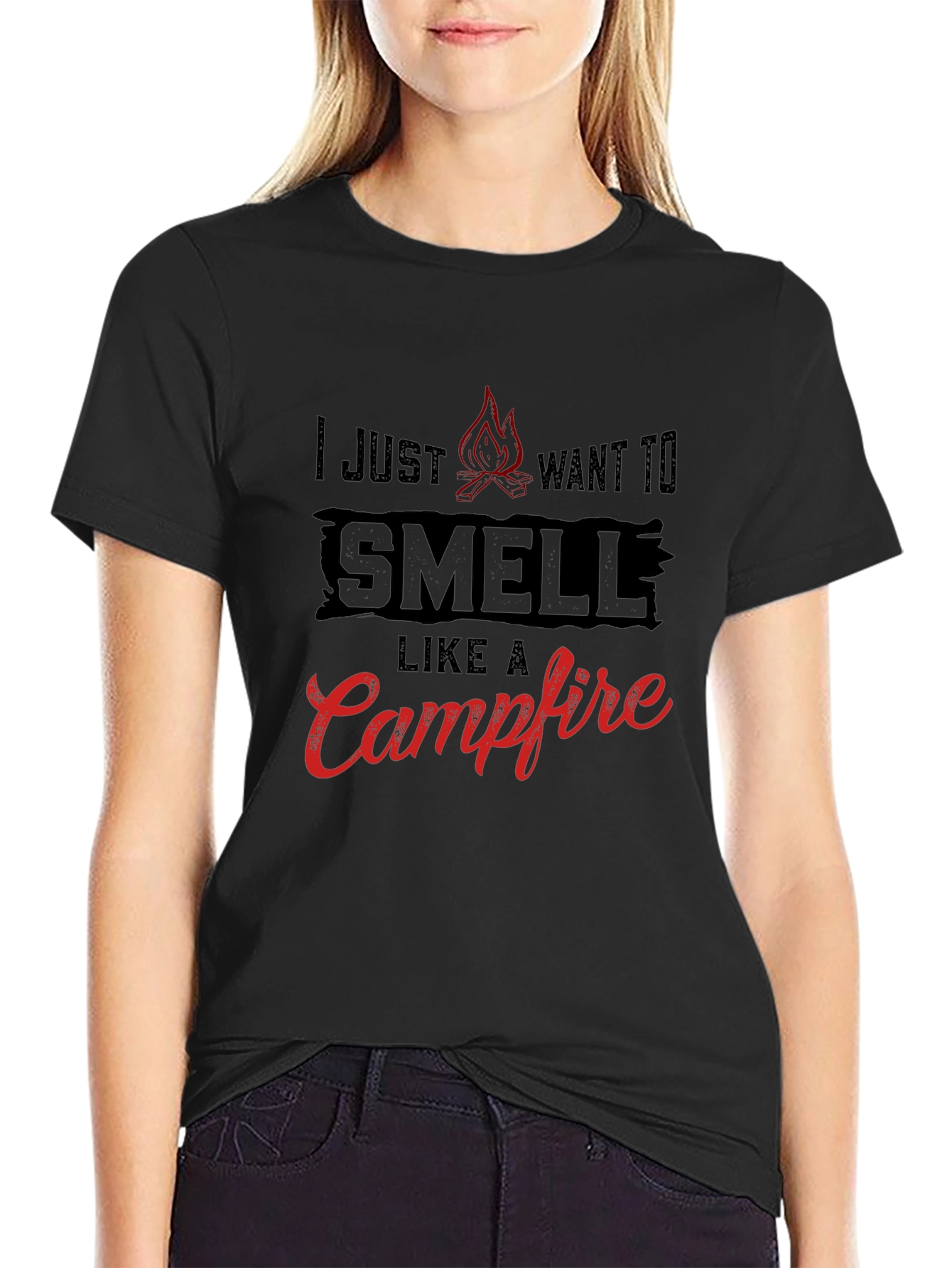 Campfire Smell Graphic Tee - Black Cotton T-Shirt