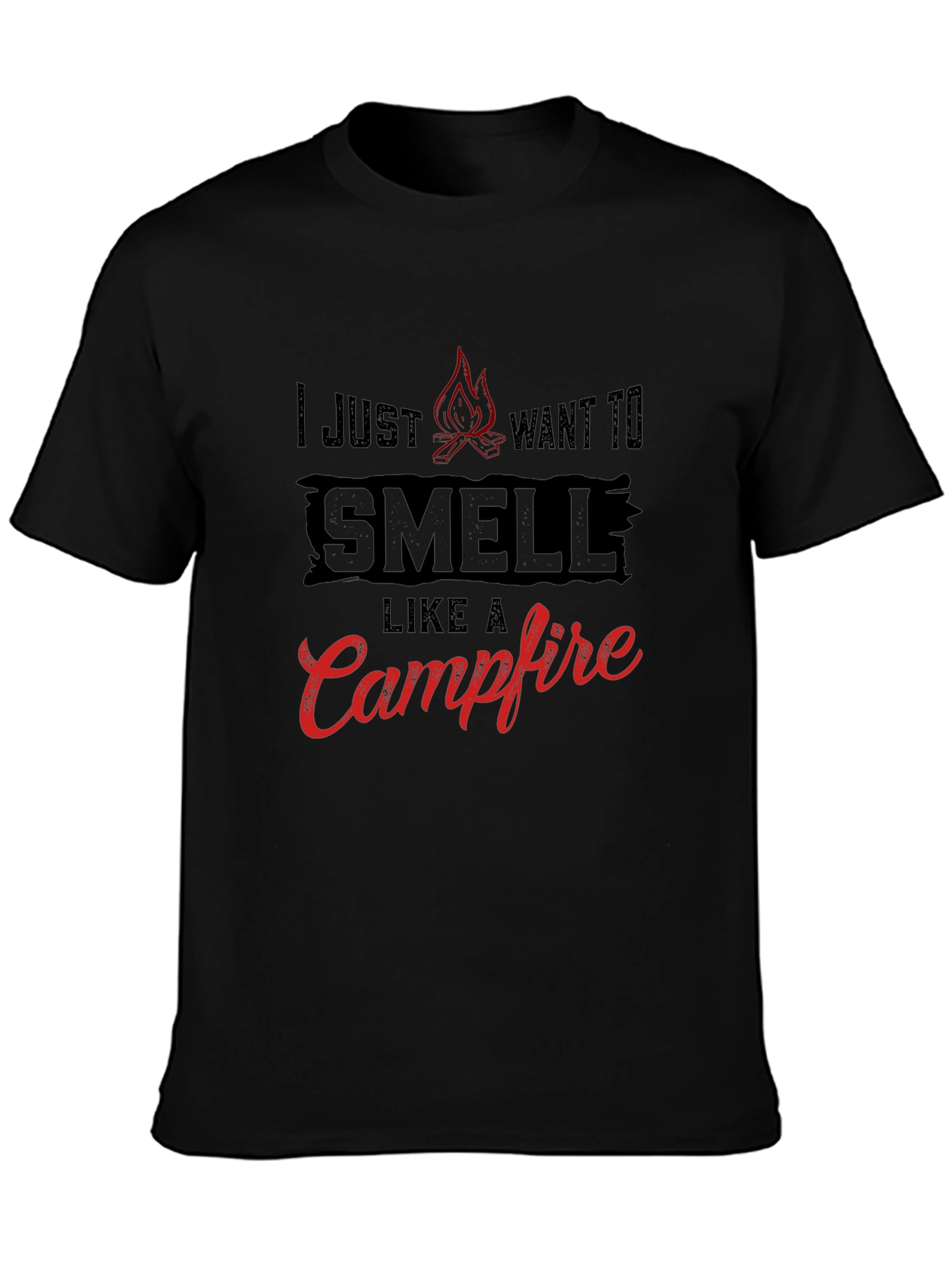 Campfire Smell Graphic Tee - Black Cotton T-Shirt