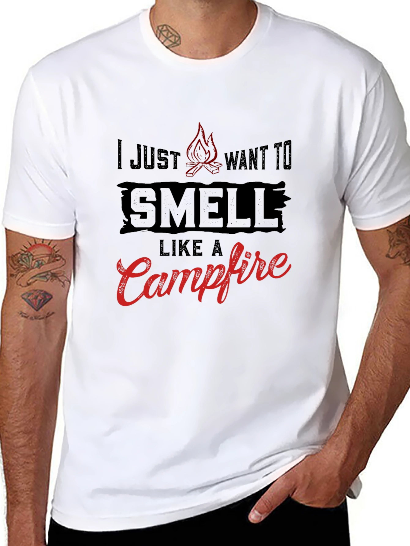 Campfire Smell Graphic Tee - Black Cotton T-Shirt