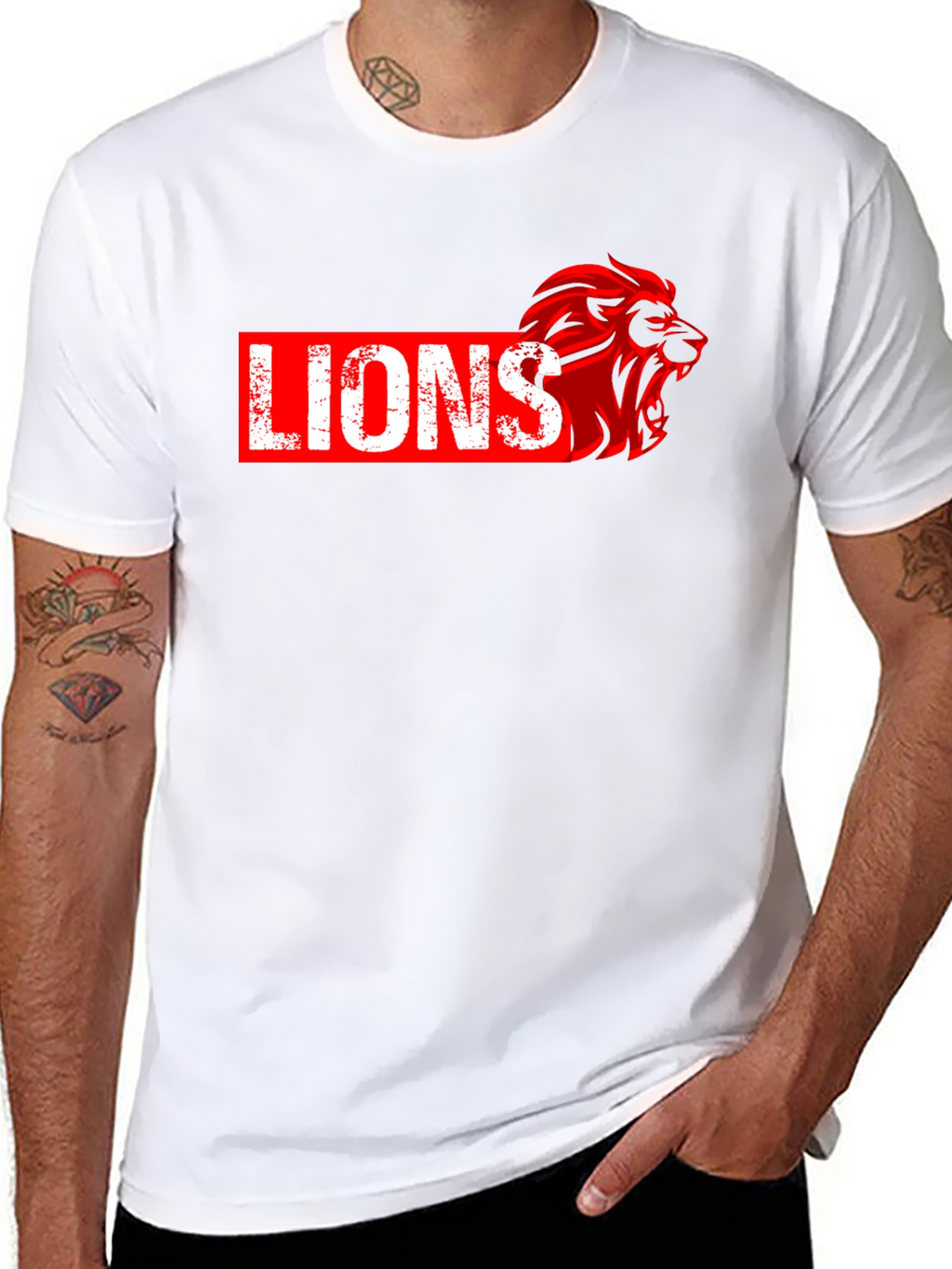 Lions Graphic Print Black T-Shirt
