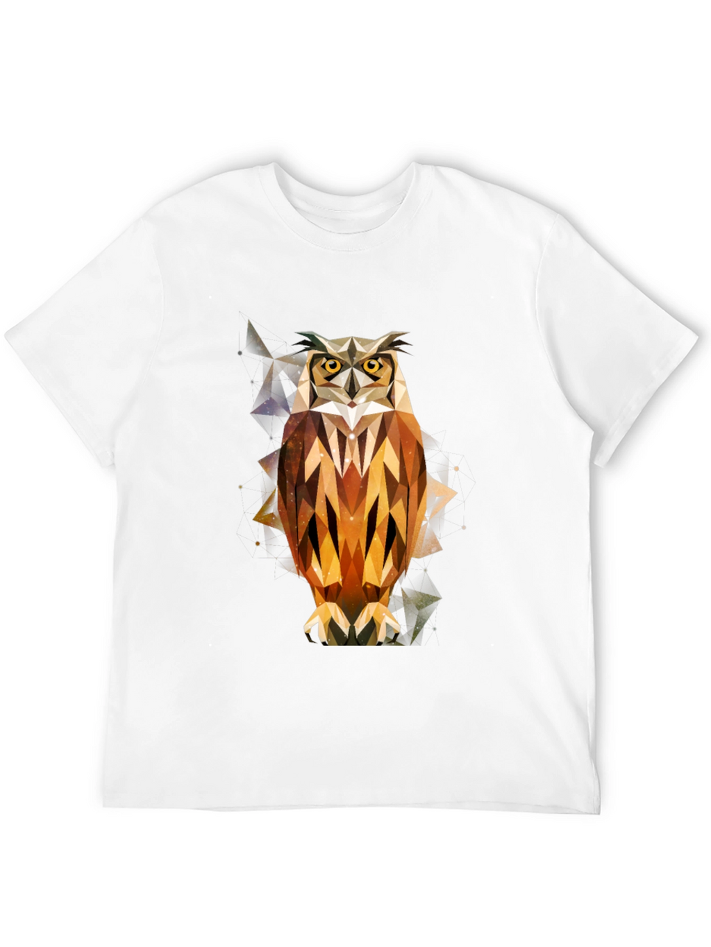 Geometric Owl Print Black T-Shirt