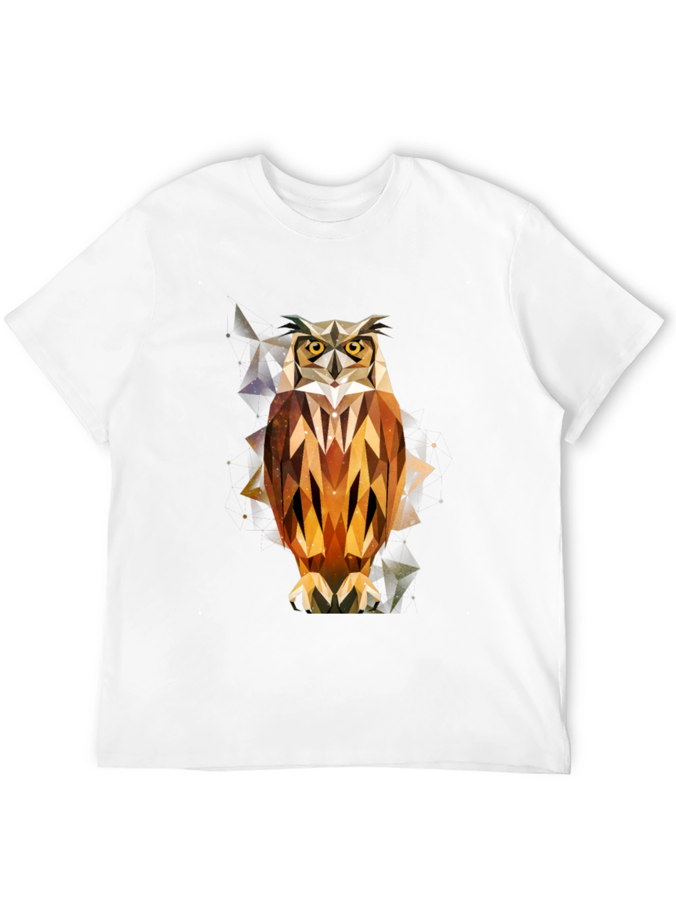 Geometric Owl Print Black T-Shirt