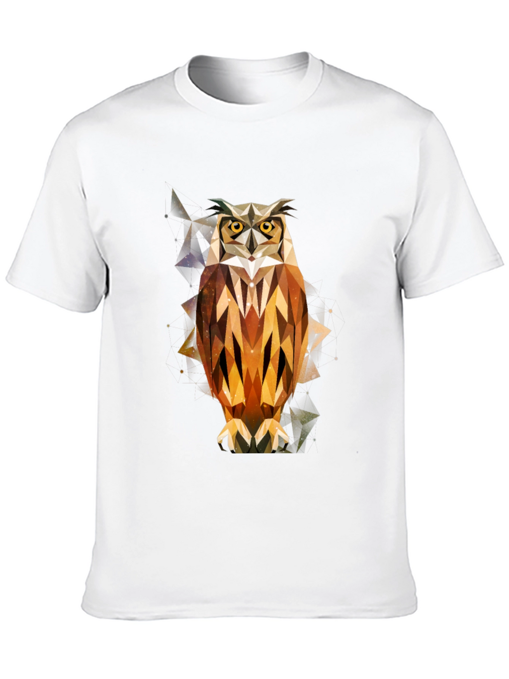 Geometric Owl Print Black T-Shirt