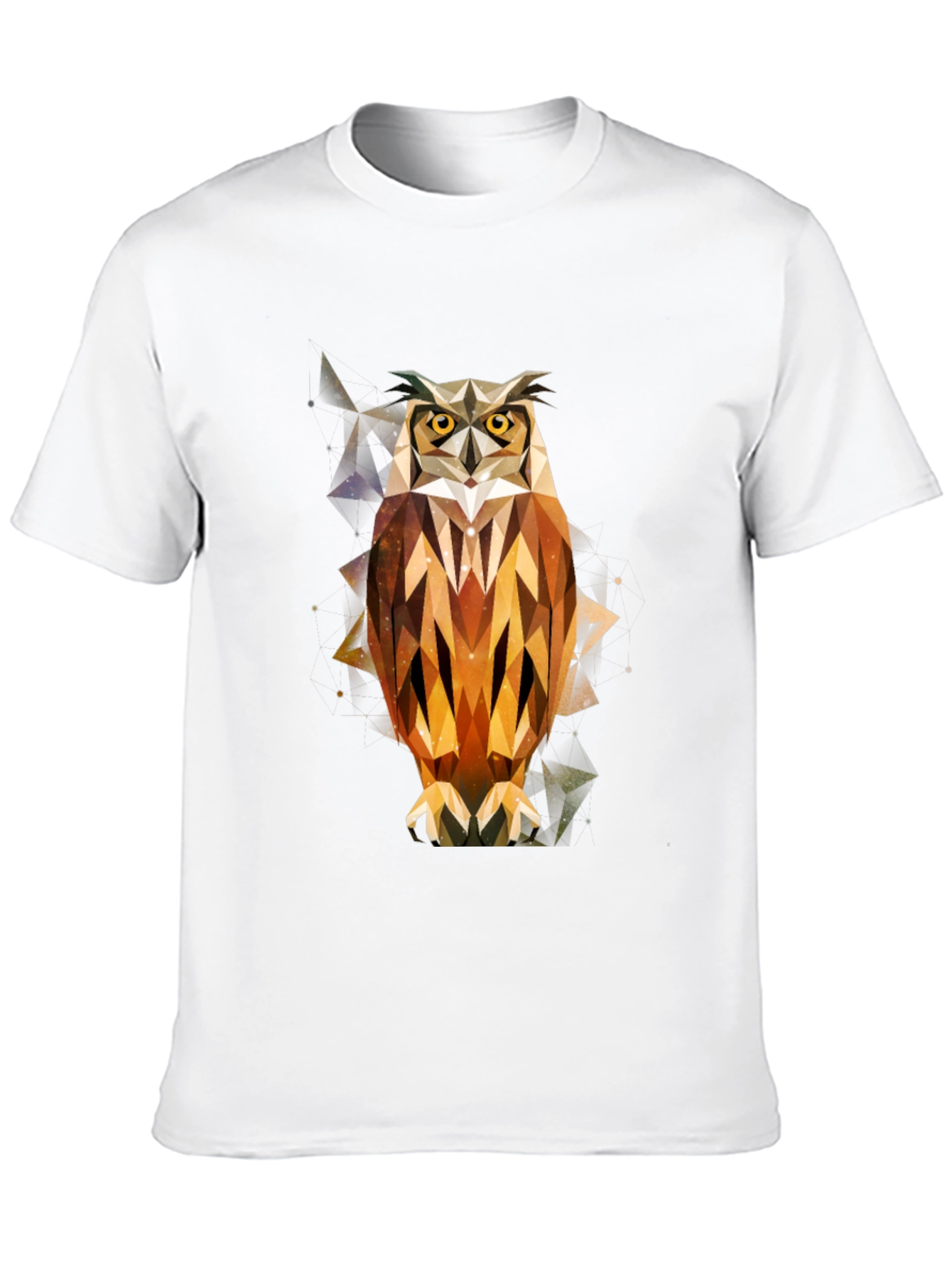 Geometric Owl Print Black T-Shirt
