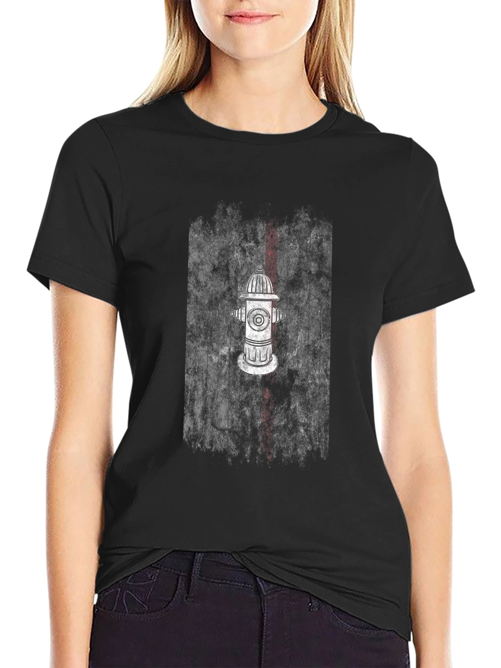 Fire Hydrant Graphic Tee - Black Cotton Blend T-Shirt