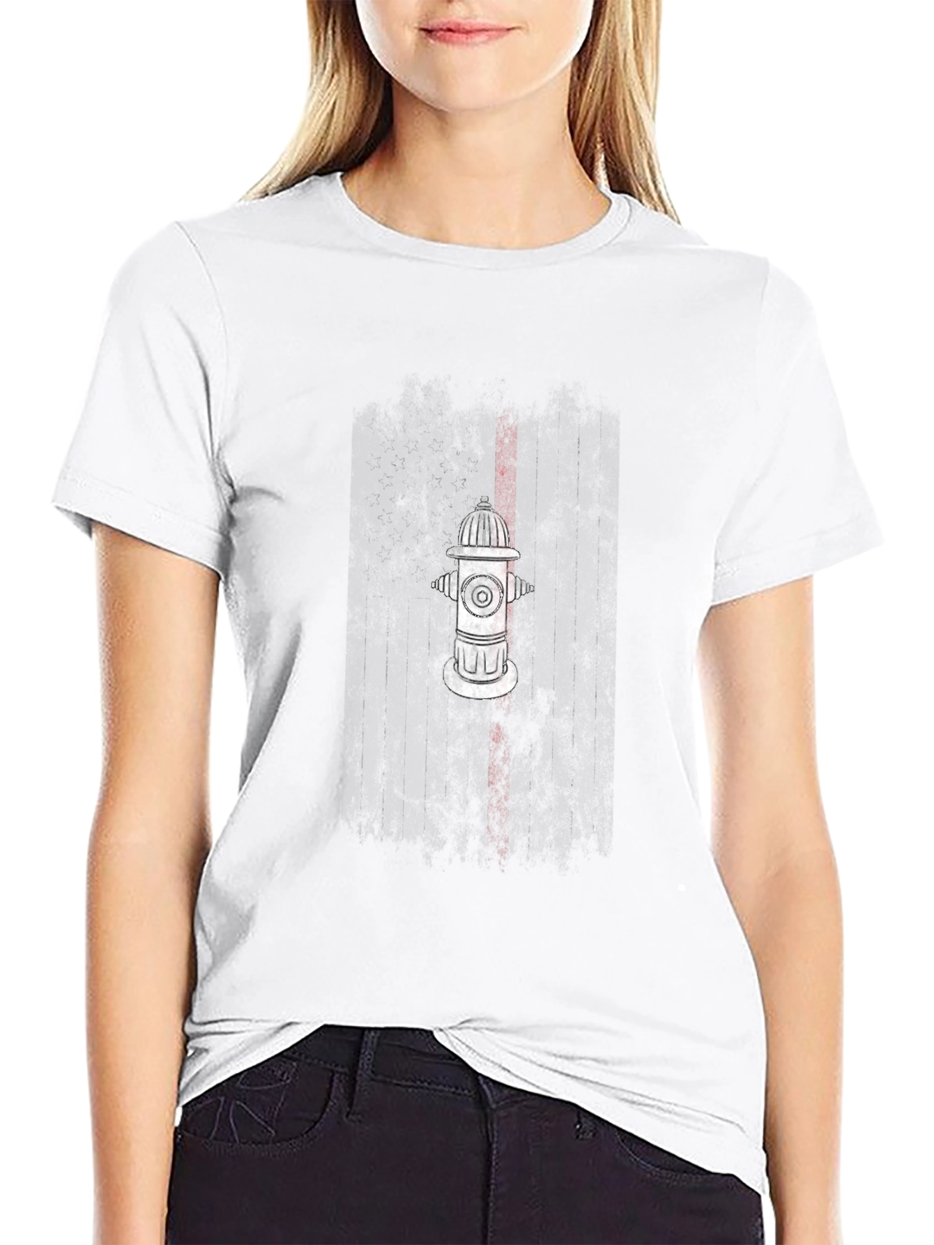 Fire Hydrant Graphic Tee - Black Cotton Blend T-Shirt