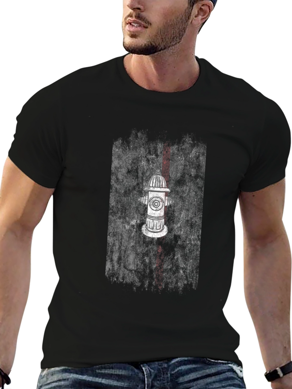 Fire Hydrant Graphic Tee - Black Cotton Blend T-Shirt
