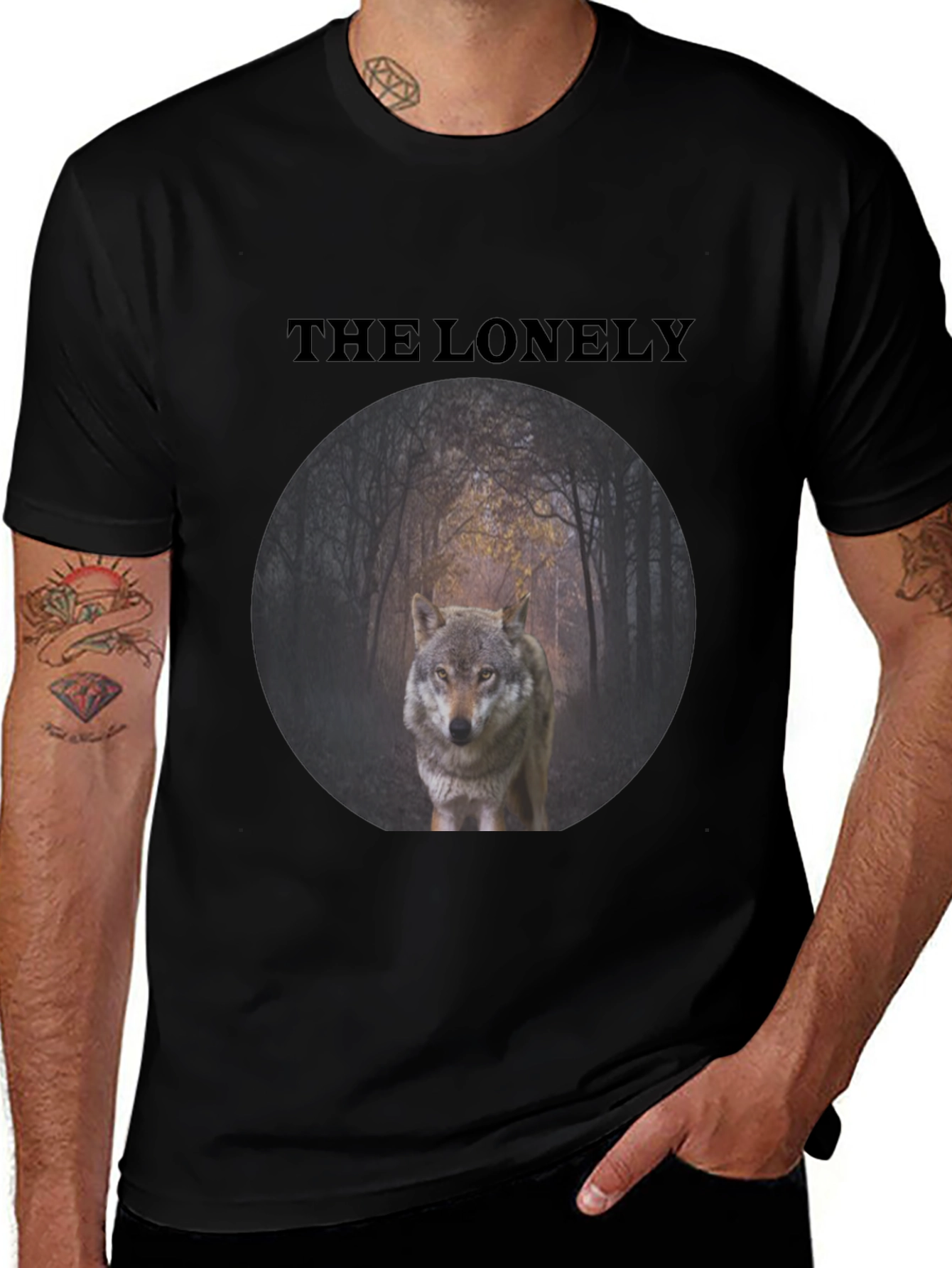 The Lonely Wolf Graphic Tee - Black Unisex T-Shirt
