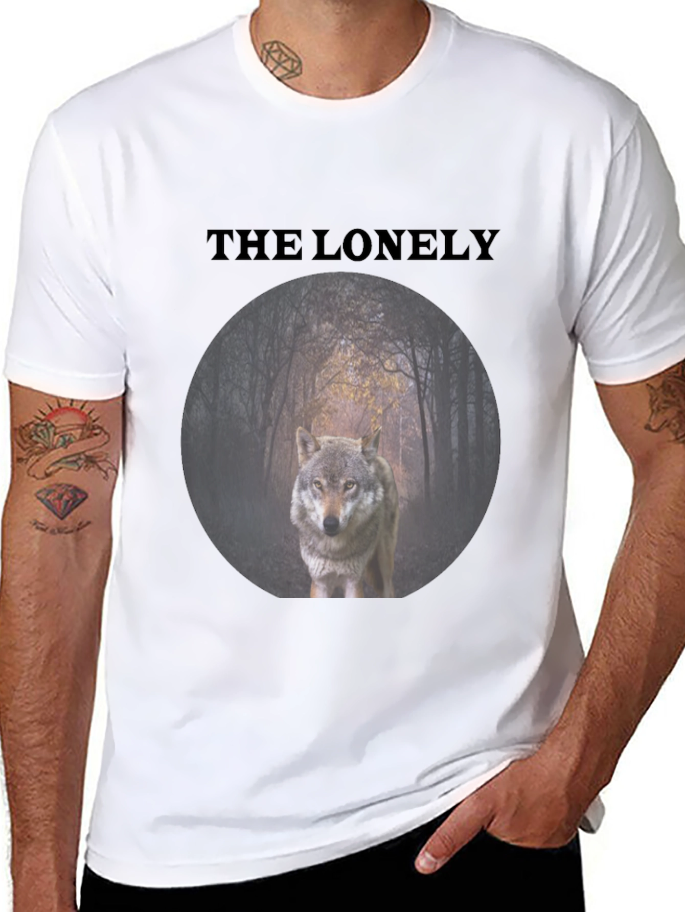 The Lonely Wolf Graphic Tee - Black Unisex T-Shirt