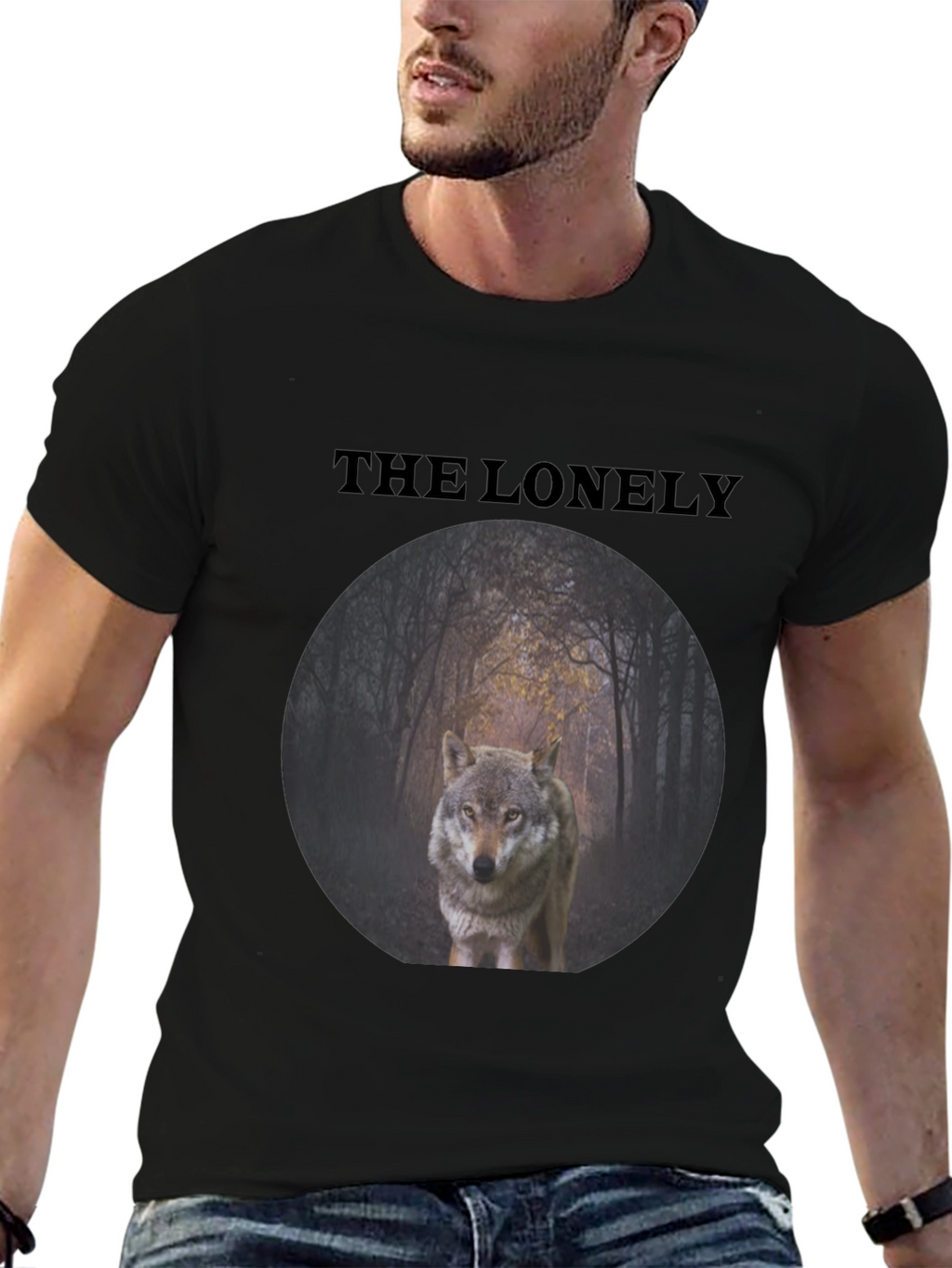 The Lonely Wolf Graphic Tee - Black Unisex T-Shirt