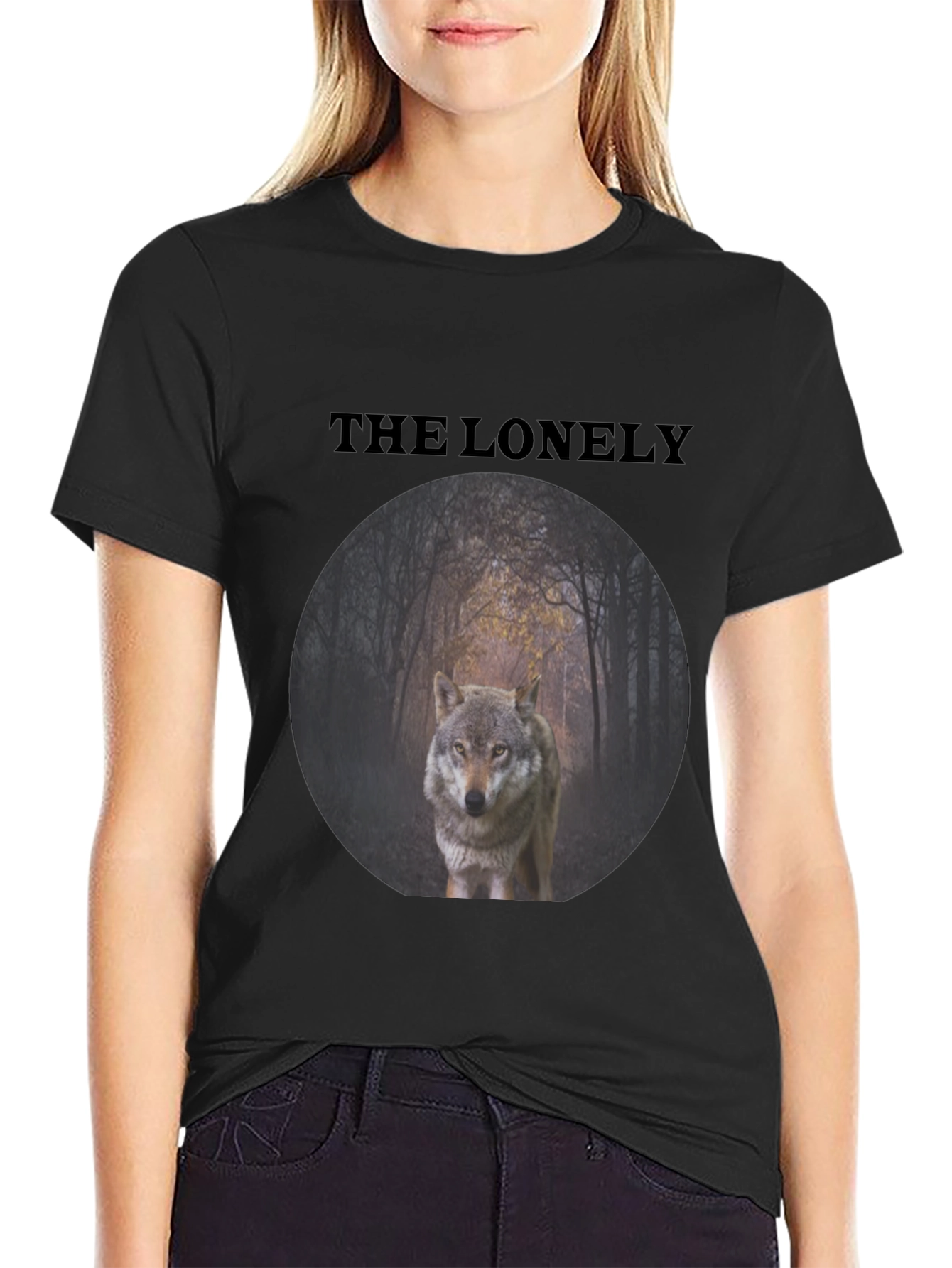 The Lonely Wolf Graphic Tee - Black Unisex T-Shirt