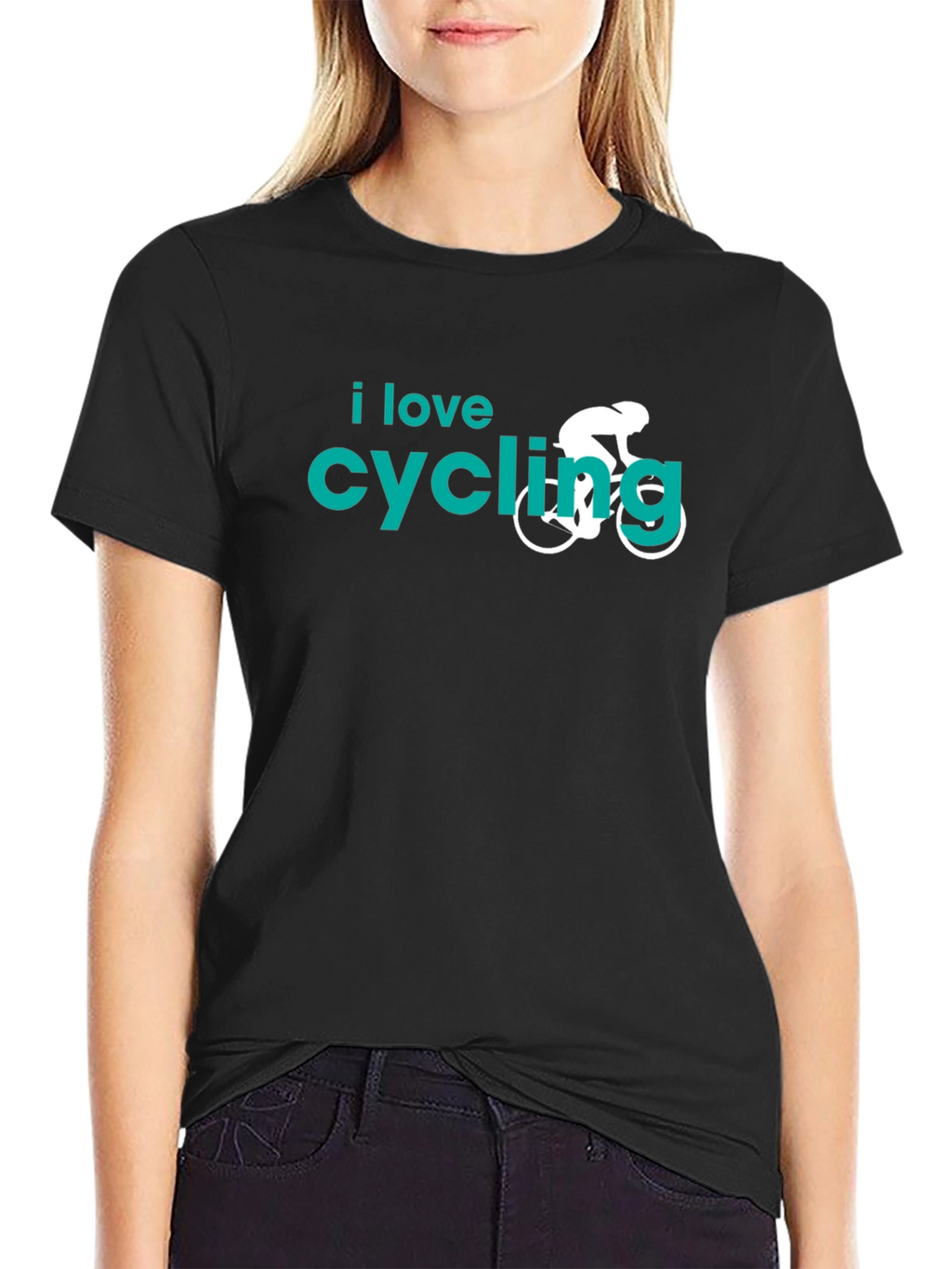 I Love Cycling Graphic T-Shirt - Black