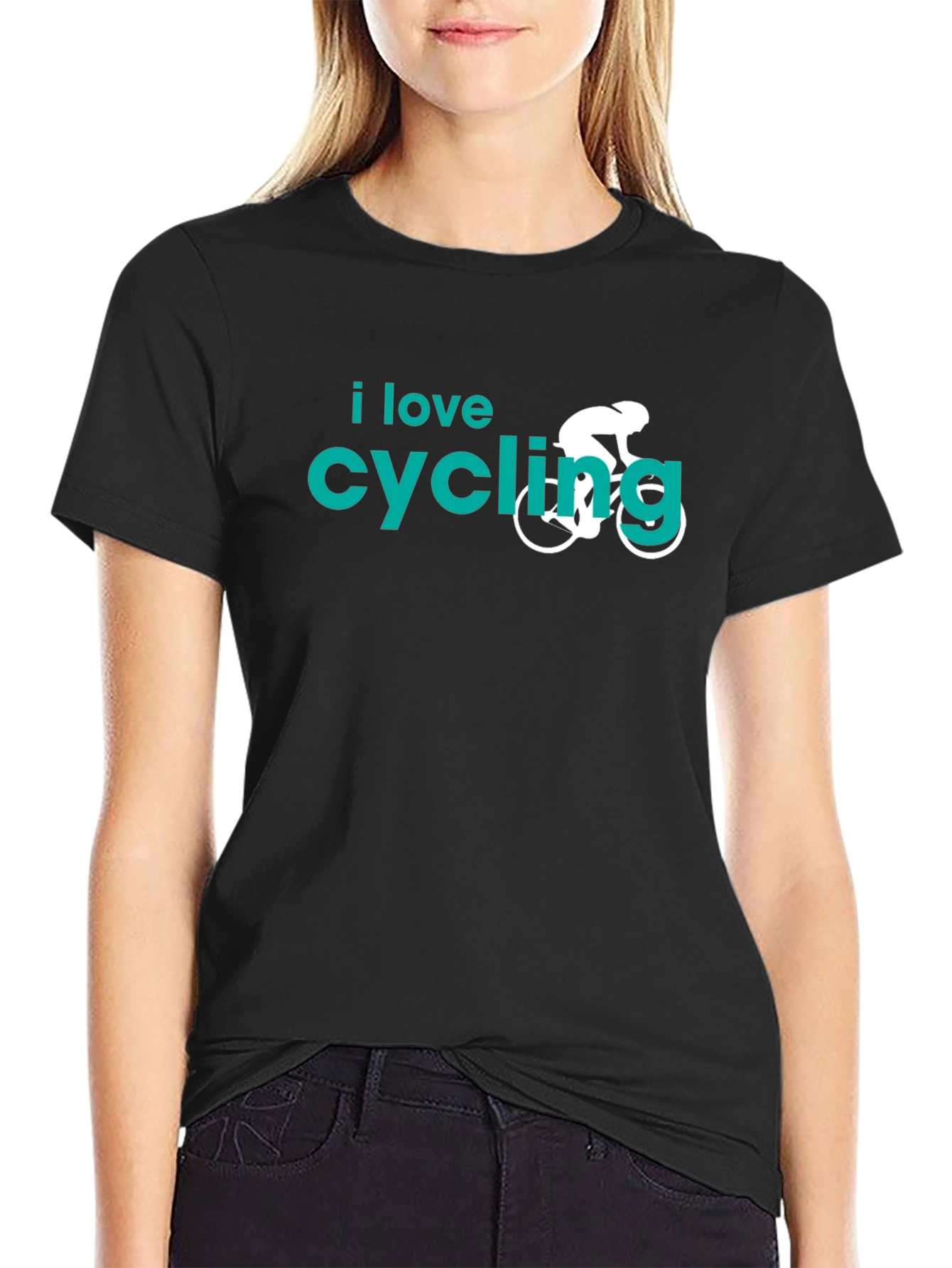 I Love Cycling Graphic T-Shirt - Black