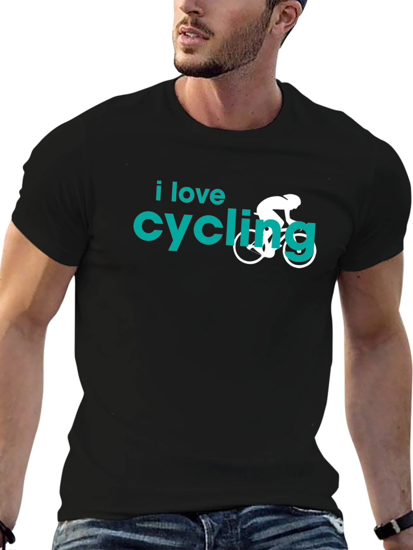 I Love Cycling Graphic T-Shirt - Black
