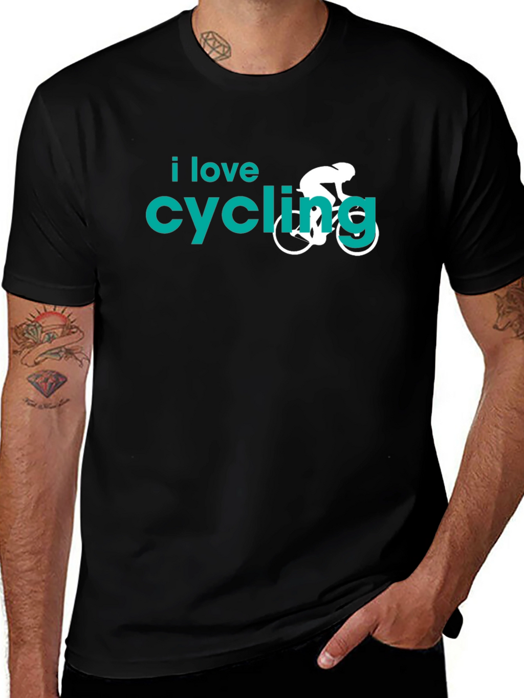 I Love Cycling Graphic T-Shirt - Black