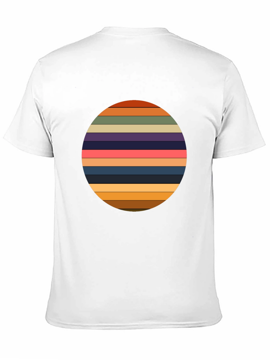 Retro Striped Circle Graphic Tee - Black Casual T-Shirt