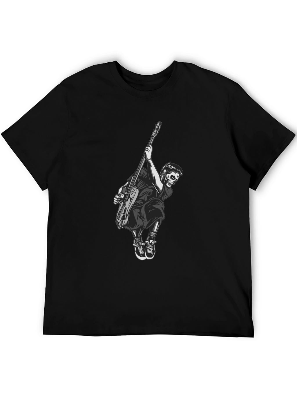 Skull Guitar Player Black T-Shirt