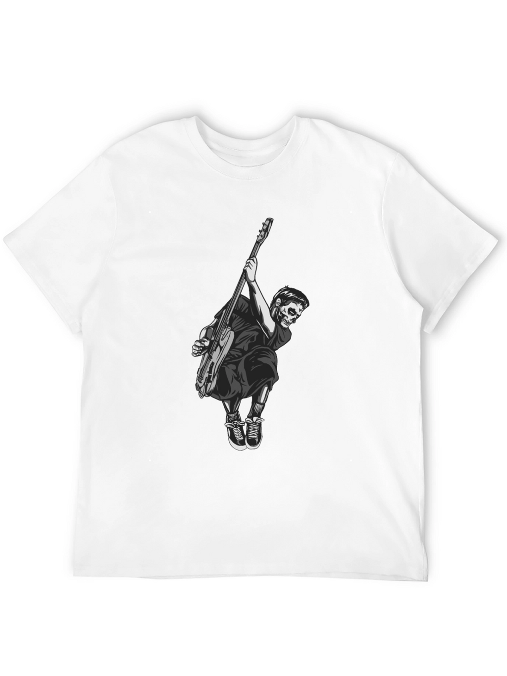 Skull Guitar Player Black T-Shirt