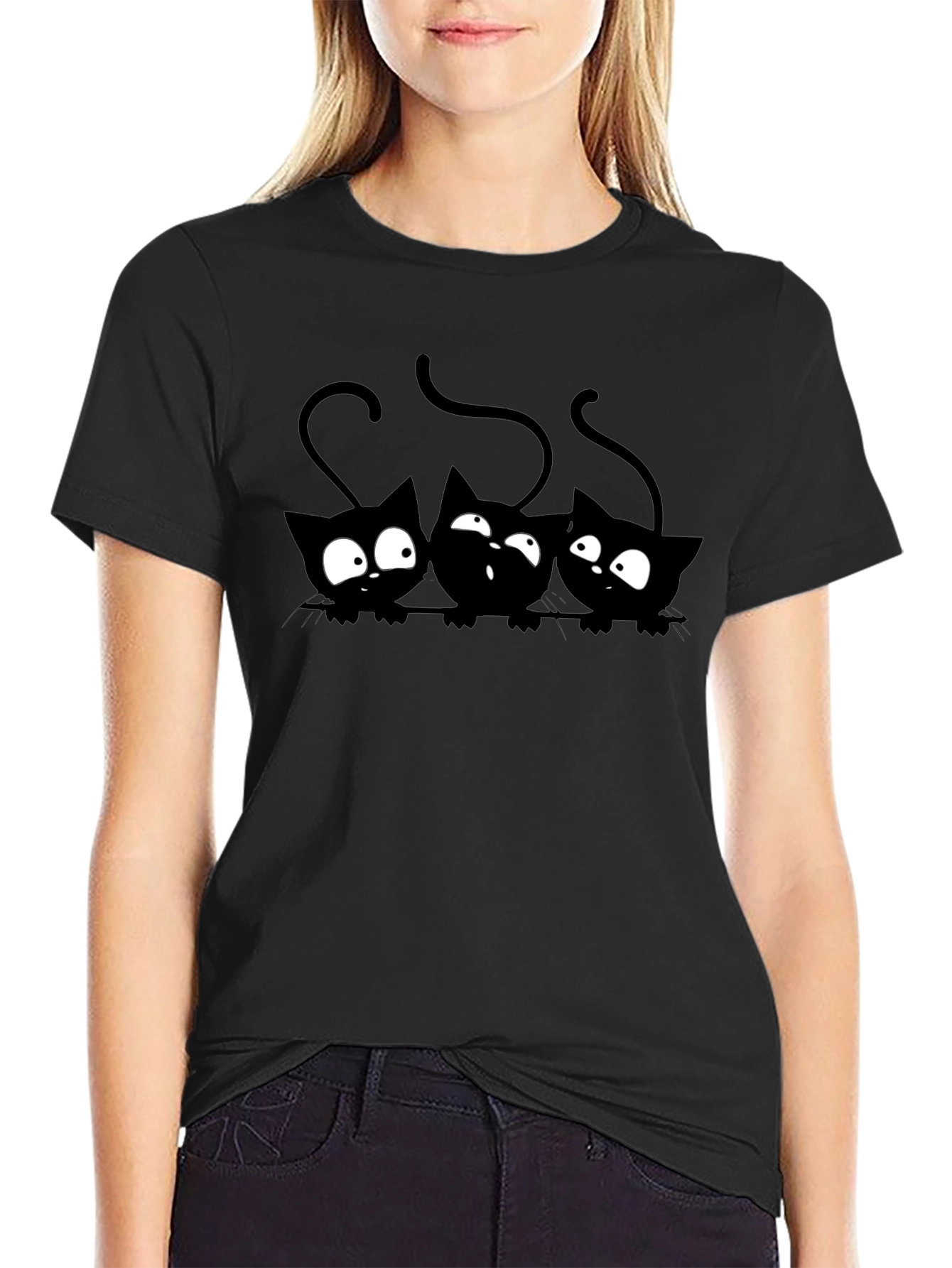 Black Cats Graphic Tee - Mens Short Sleeve Crew Neck T-Shirt