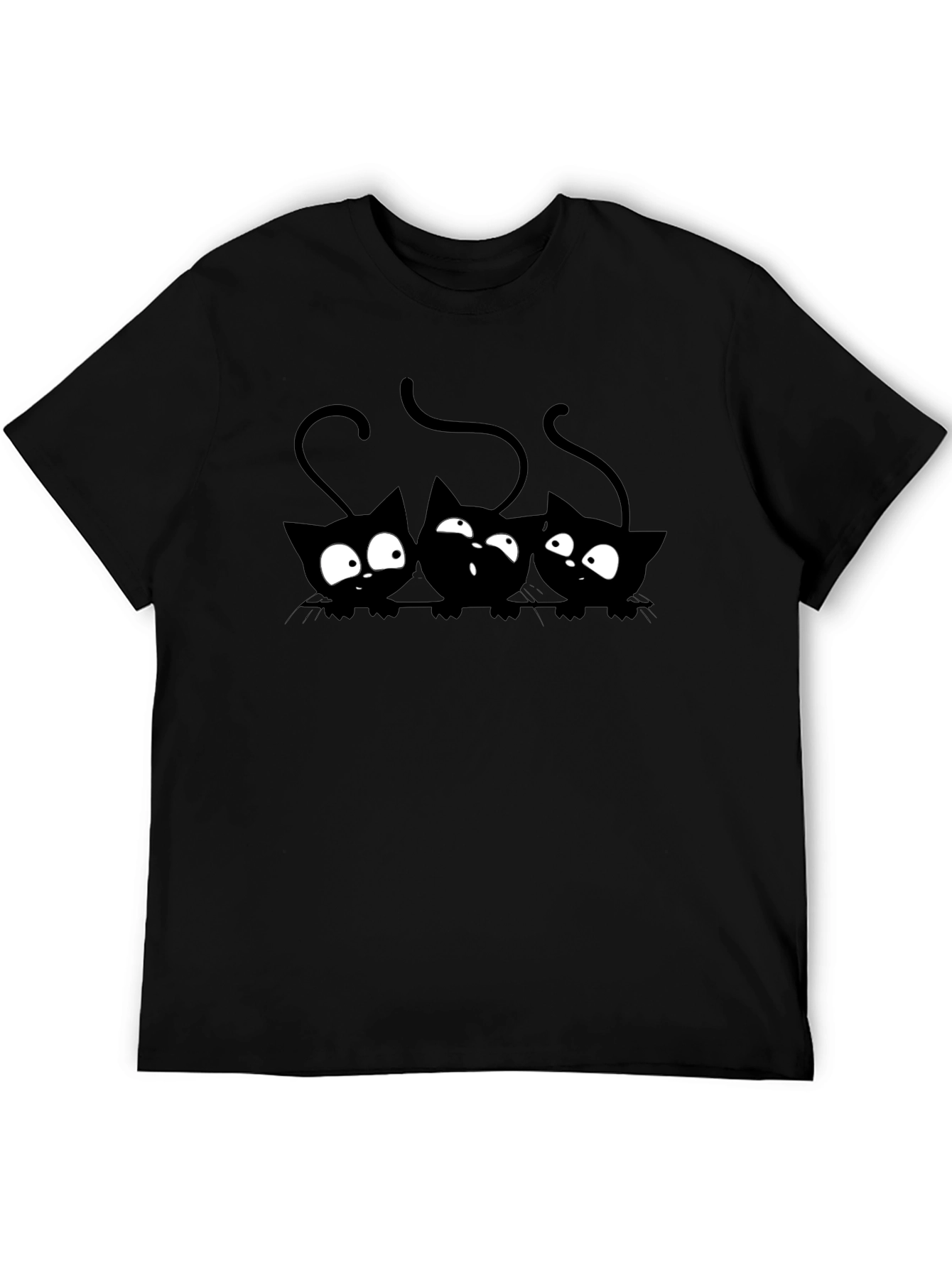 Black Cats Graphic Tee - Mens Short Sleeve Crew Neck T-Shirt