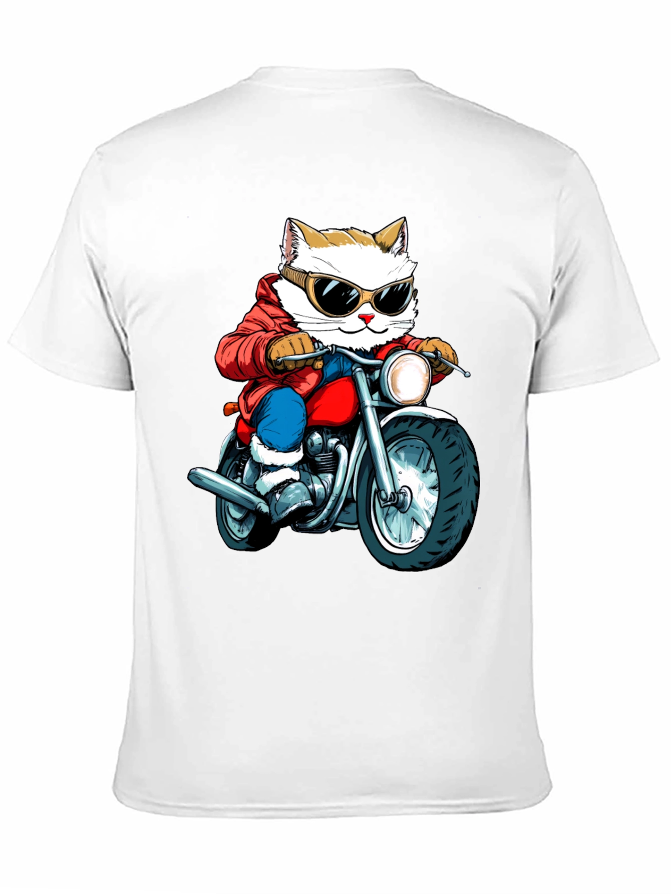 Cat Biker Graphic Tee - Cool Novelty T-Shirt