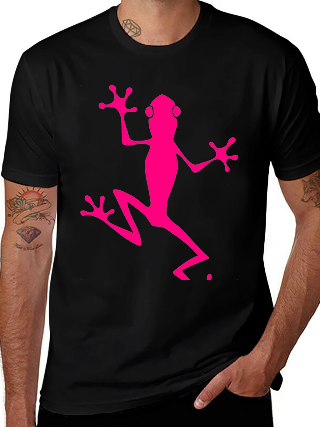 Pink Frog Graphic Tee - Mens Black T-Shirt