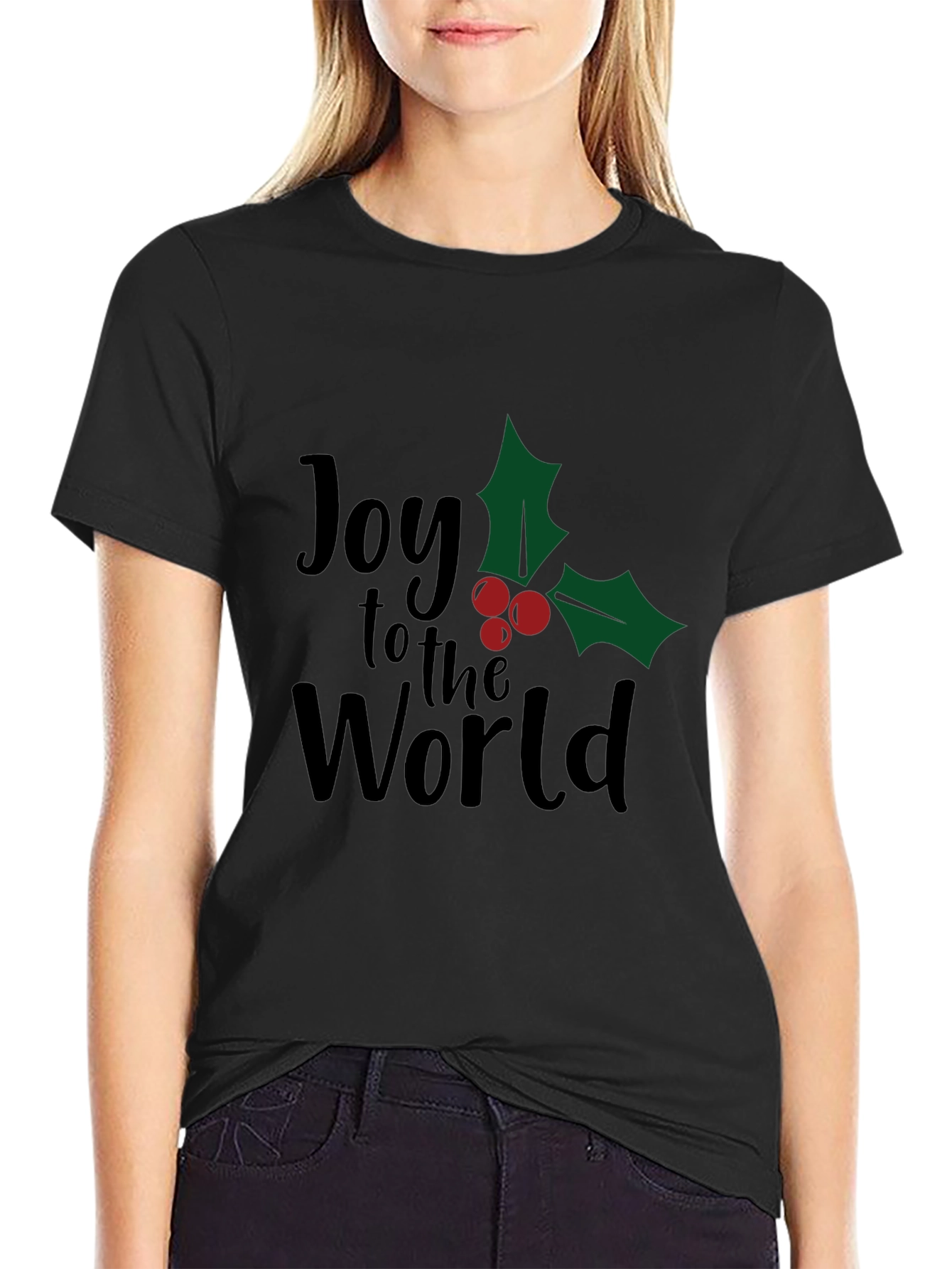 Joy to the World Christmas Graphic Tee - Black
