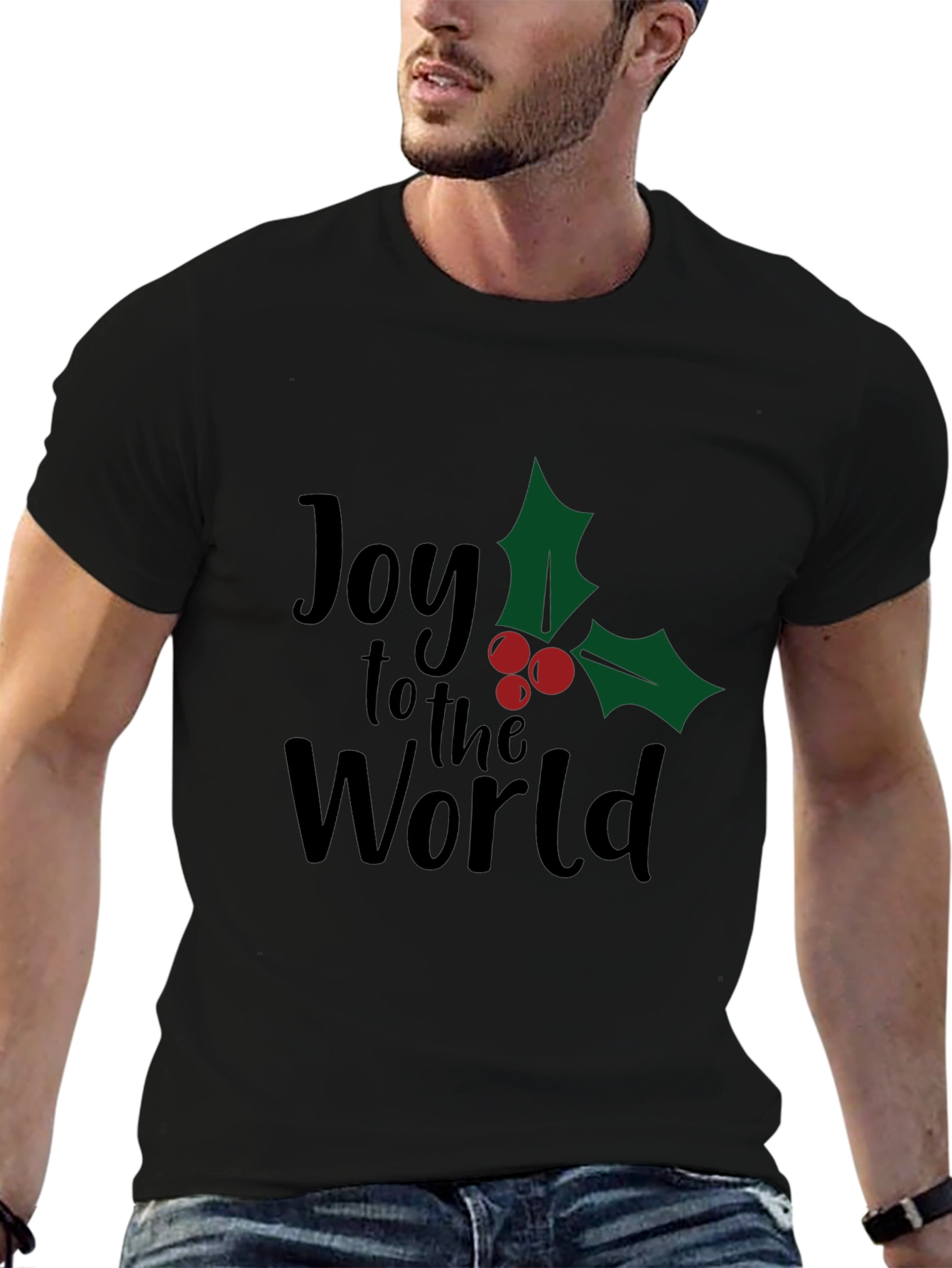 Joy to the World Christmas Graphic Tee - Black