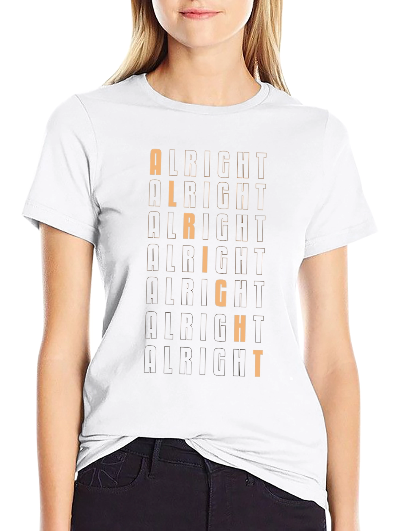 Alright Graphic Print Crew Neck T-Shirt - Trendy Style