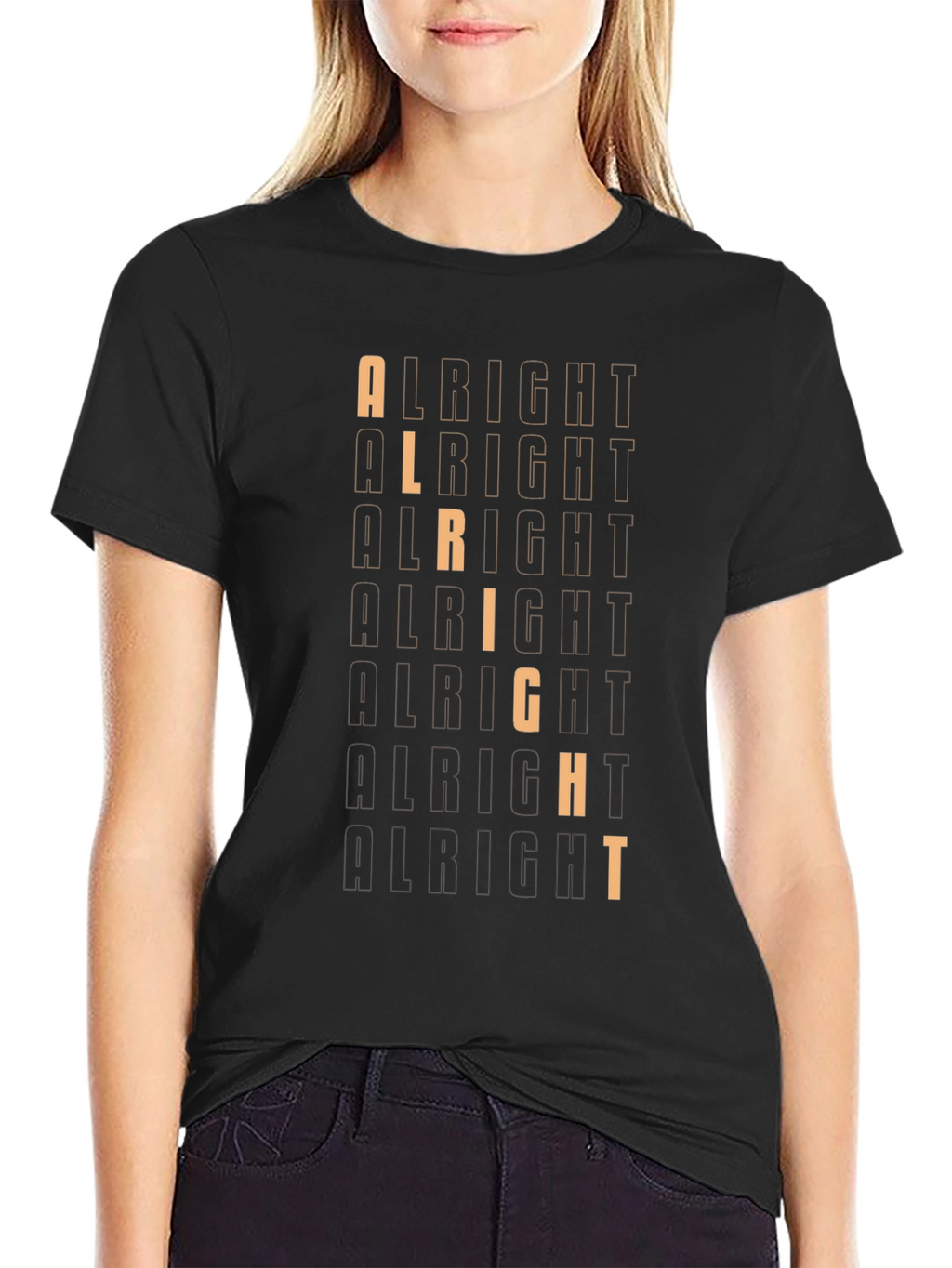 Alright Graphic Print Crew Neck T-Shirt - Trendy Style