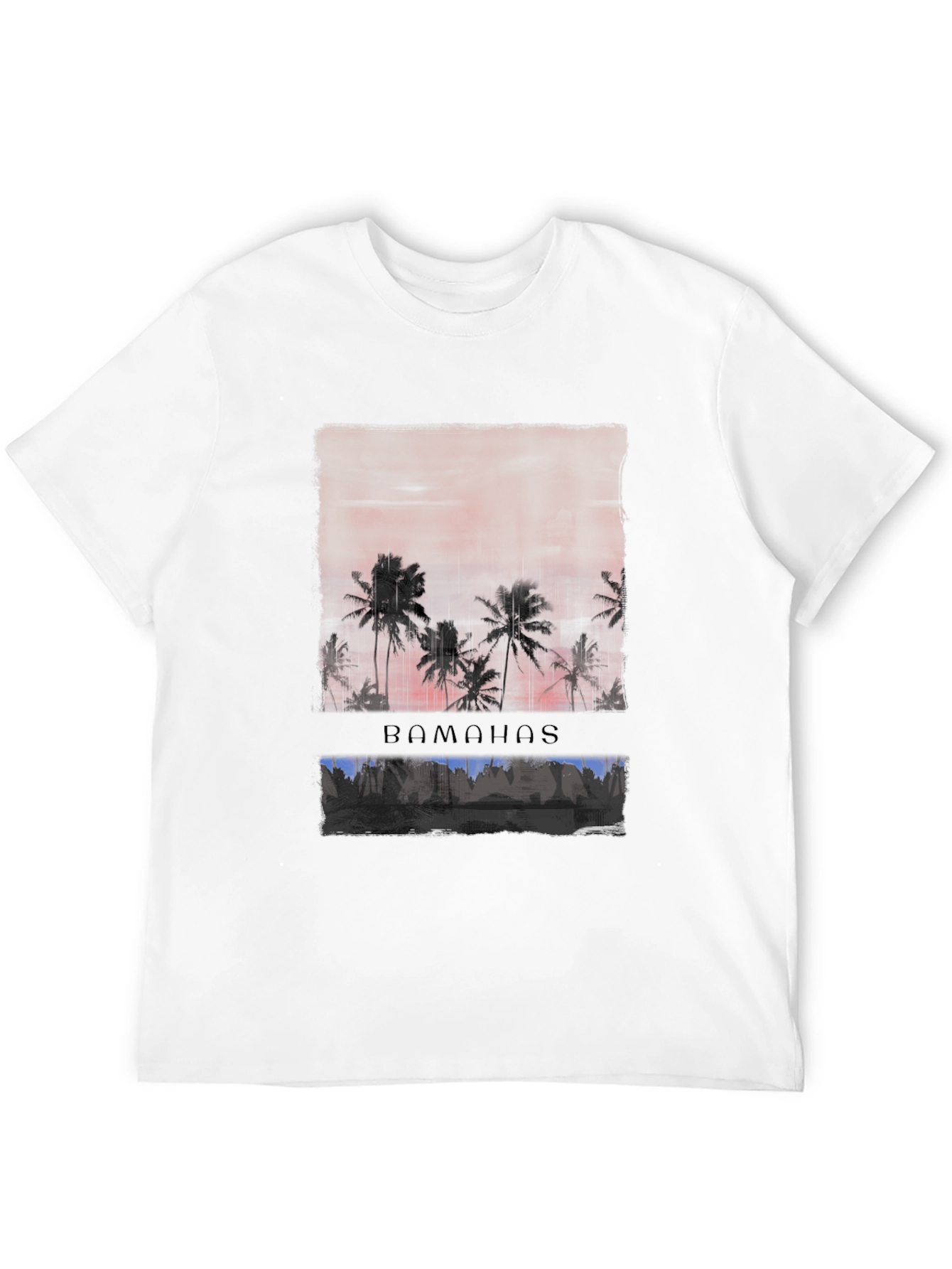 Bahamas Sunset Palm Tree Graphic Tee - Black
