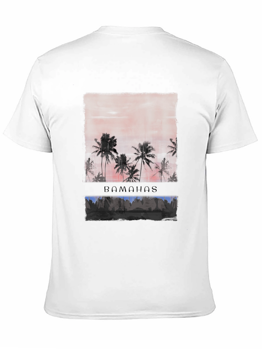 Bahamas Sunset Palm Tree Graphic Tee - Black