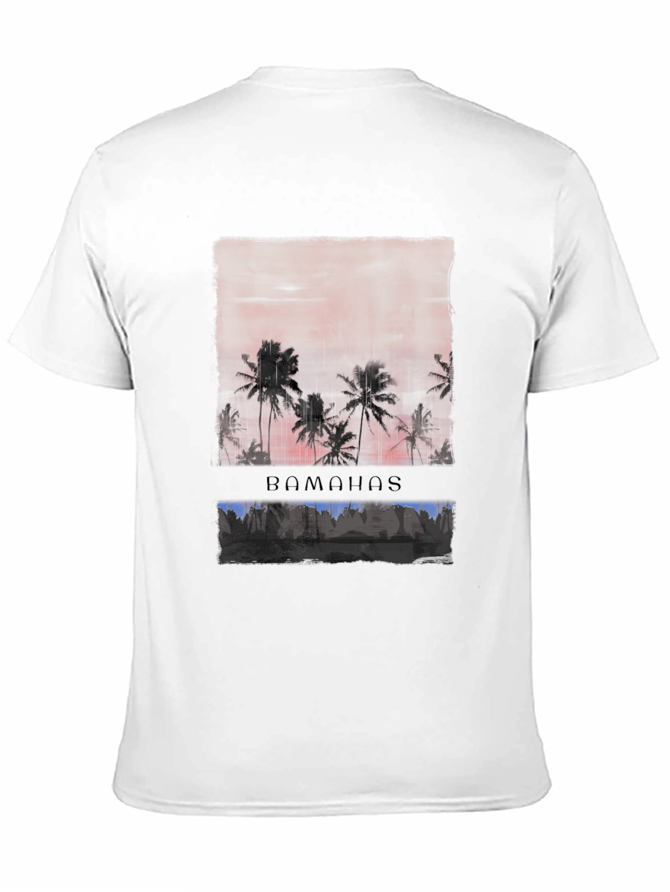 Bahamas Sunset Palm Tree Graphic Tee - Black
