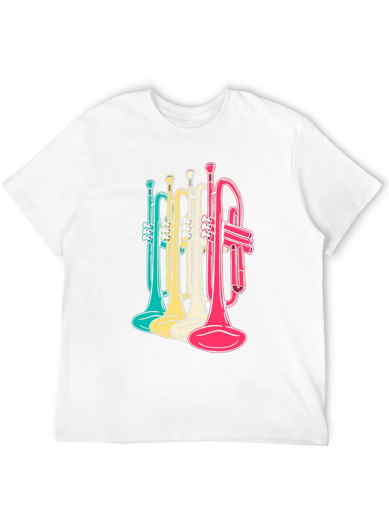 Colorful Trumpets Graphic Tee - Mens Black T-Shirt