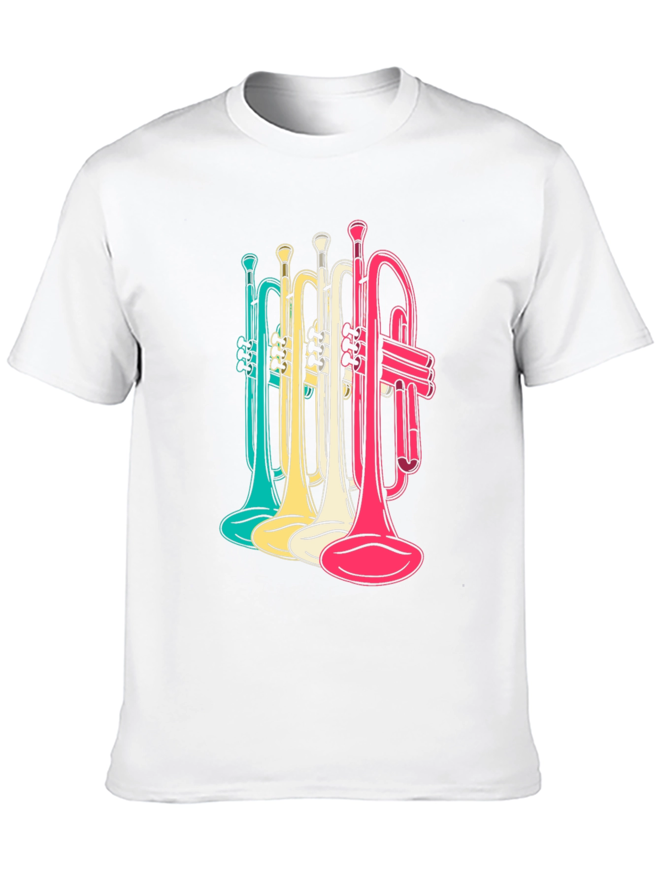 Colorful Trumpets Graphic Tee - Mens Black T-Shirt